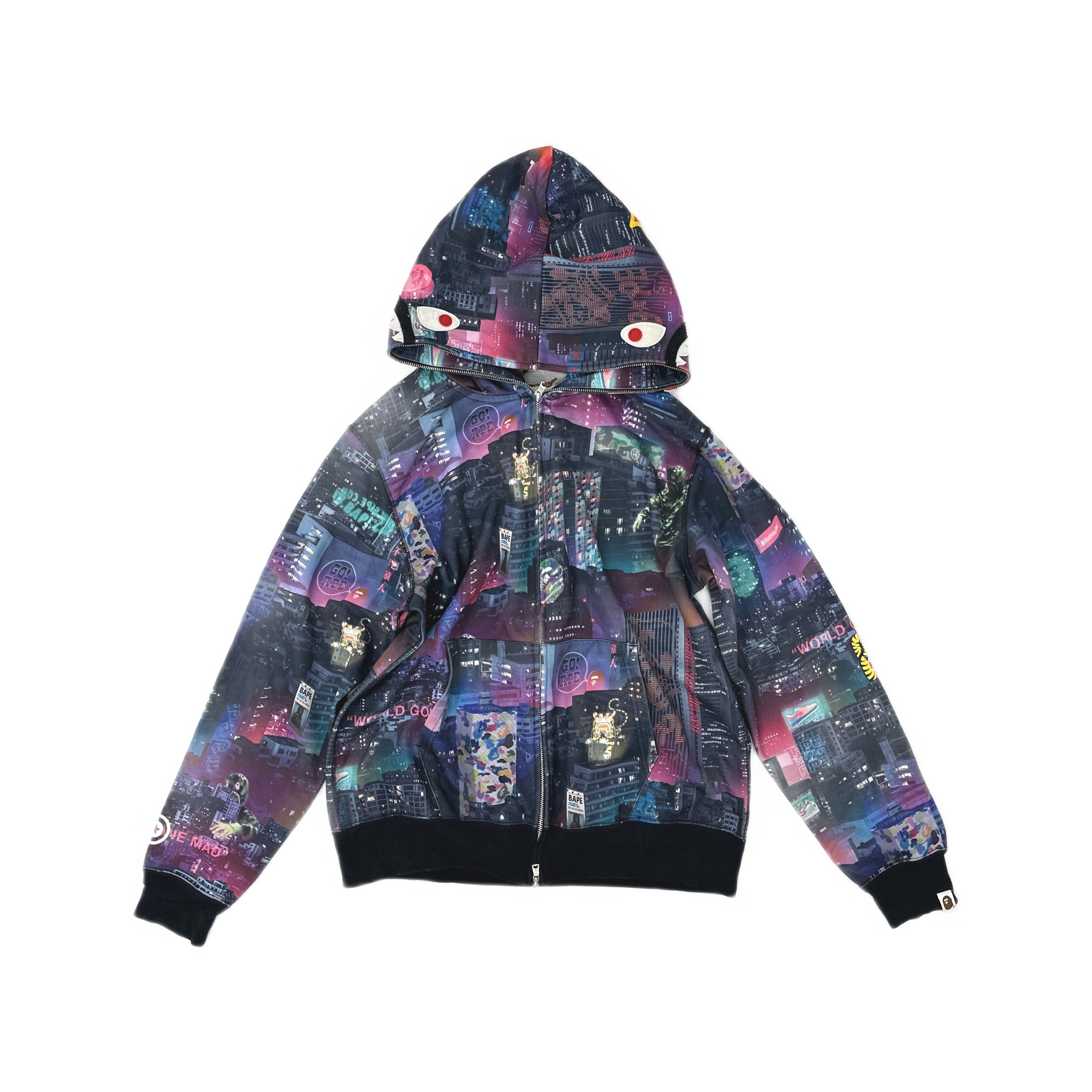 Bape A Bathing Ape City Print Shark Hoodie Size XL Size US XL / EU 56 / 4 - 1 Thumbnail