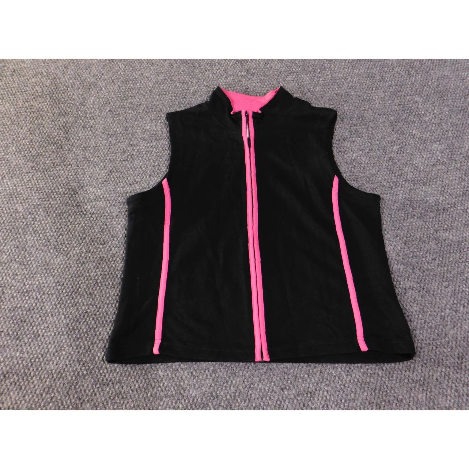 Coldwater Creek Coldwater Creek Vest Womens Petite XL Black Pink Zip Front Sleeveless Fleece Size XL / US 12-14 / IT 48-50 - 2 Thumbnail