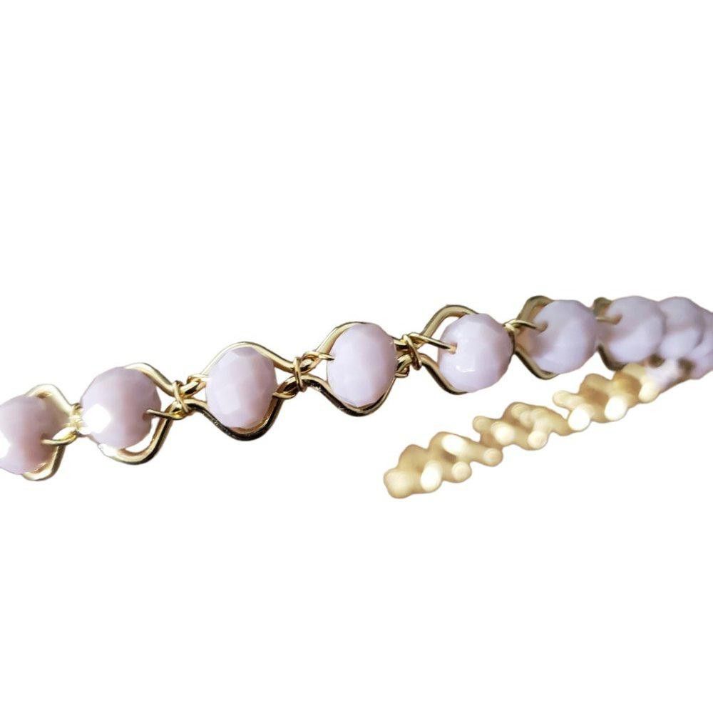 Designer Gold Plated and Pink Beaded Head Band Size ONE SIZE - 2 Thumbnail