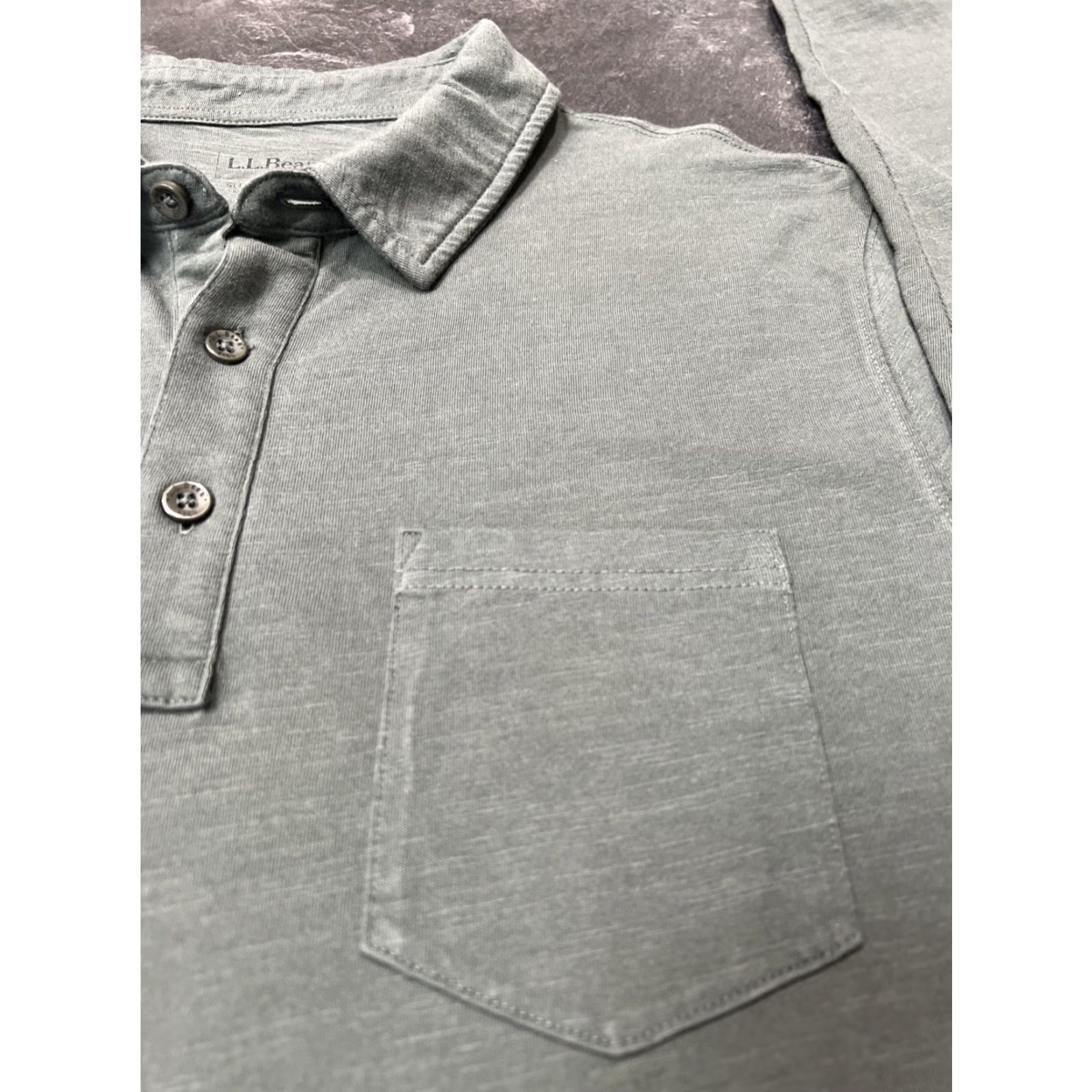 Vintage L.L. Bean Polo Shirt Green Mens L Regular Fit Long Sleeve Organic Cotton Pocket 100% Cotton Casual Golf Walking Classic Boyfriend Size US L / EU 52-54 / 3 - 2 Thumbnail