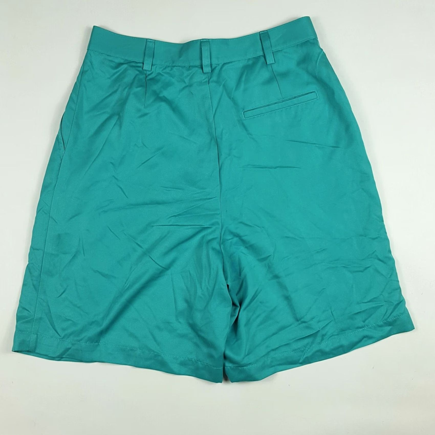 Spalding VINTAGE Spalding Women Chino Shorts 14 High Waist Pleated Teal Blue Athletic Outdoor Golf 90s Womens Size 30" / US 8 / IT 44 - 3 Thumbnail