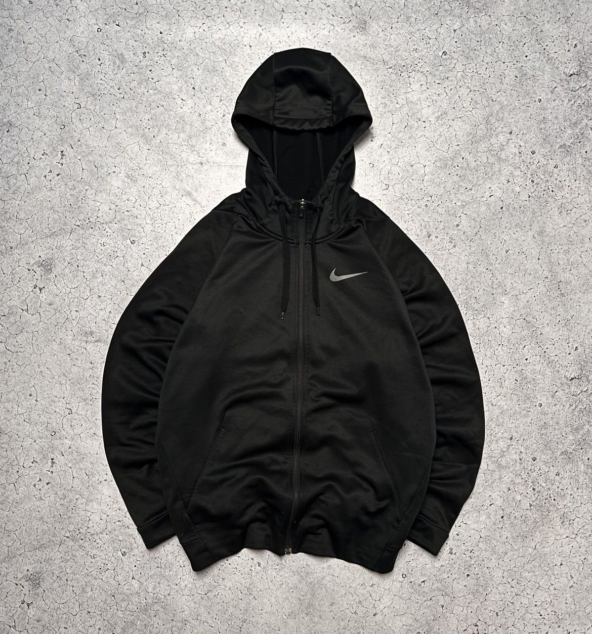 Nike × Vintage Nike Vintage Dri Fit Zip Ninja Hoodie Oversized Drill Swoosh Size US L / EU 52-54 / 3 - 1 Thumbnail