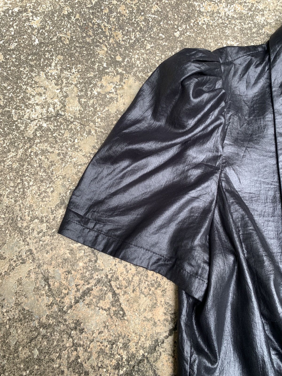 Japanese Brand y2k ZU.KU Black Leather Look Short Sleeves Blazer Size M / US 6-8 / IT 42-44 - 6 Thumbnail