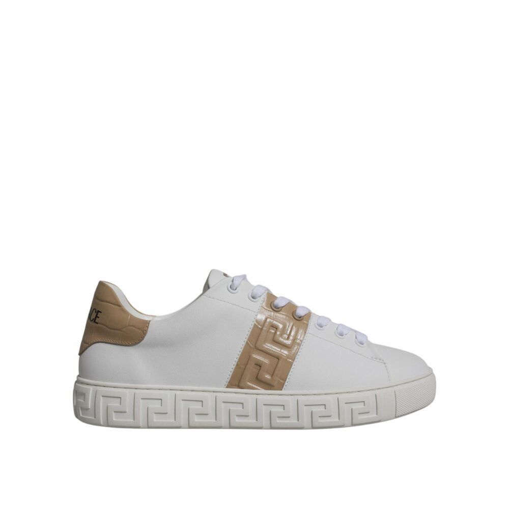 Versace Versace White Brown Greca Print TPU Low Top Men Sneakers Sho Size US 5 / EU 37 - 1 Thumbnail