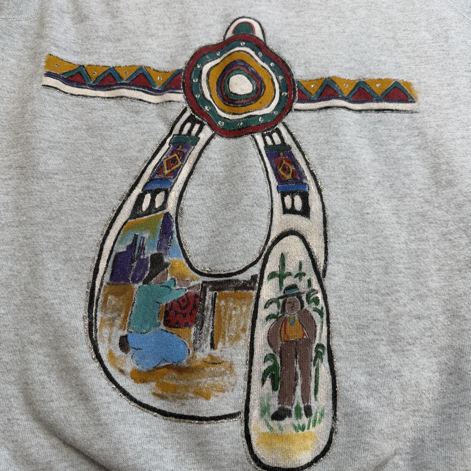 Hanes Vintage 90s Hand Painted Southwestern Folk Art Sweatshirt L Size L / US 10 / IT 46 - 5 Thumbnail