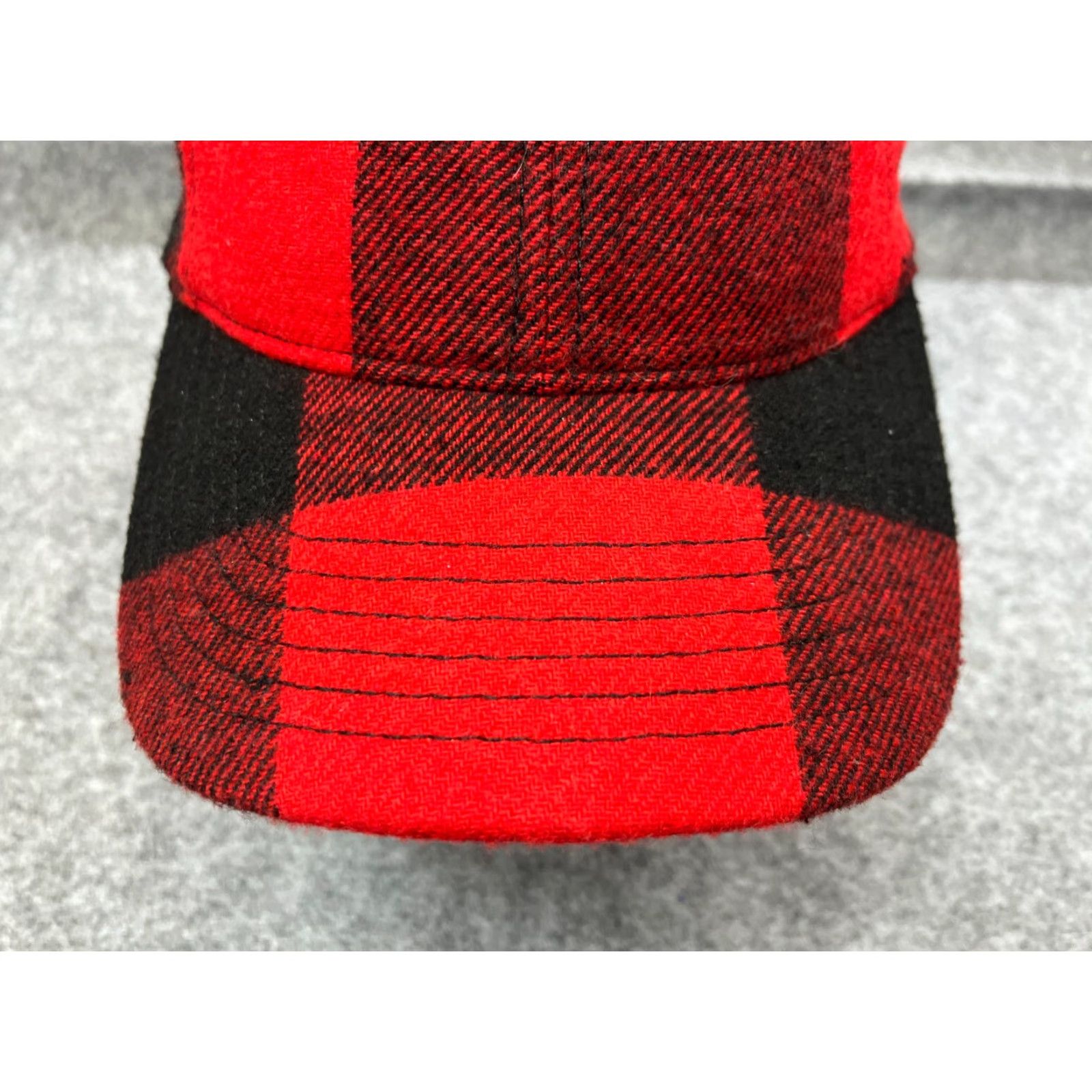 Vintage NOBO Hat Cap Strap Back Adult One Size Red Black Plaid Flannel Poly Wool Lumberj Size ONE SIZE - 3 Thumbnail