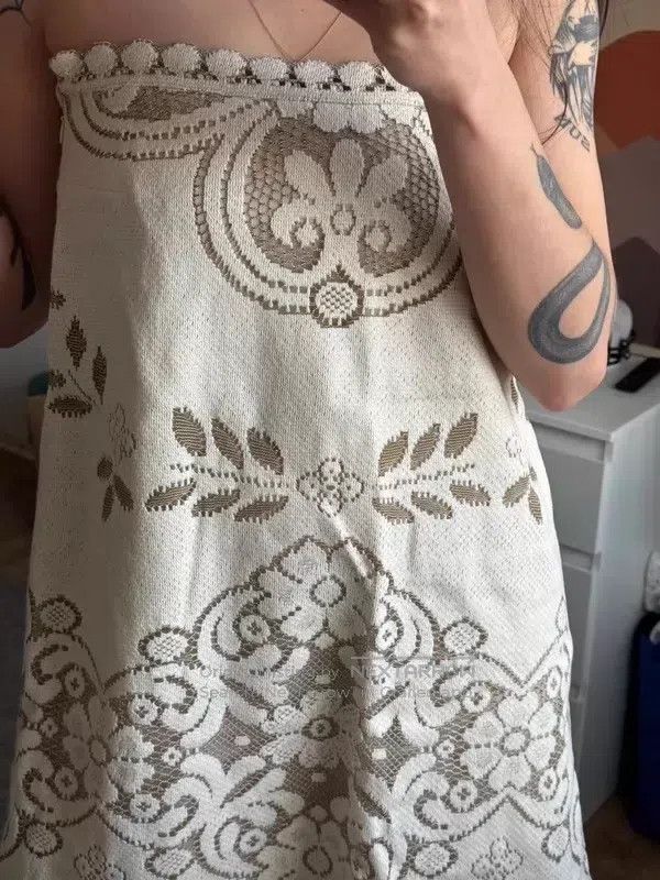 Valentino Valentino Gray-white cotton floral strapless dress Size M / US 6-8 / IT 42-44 - 2 Thumbnail