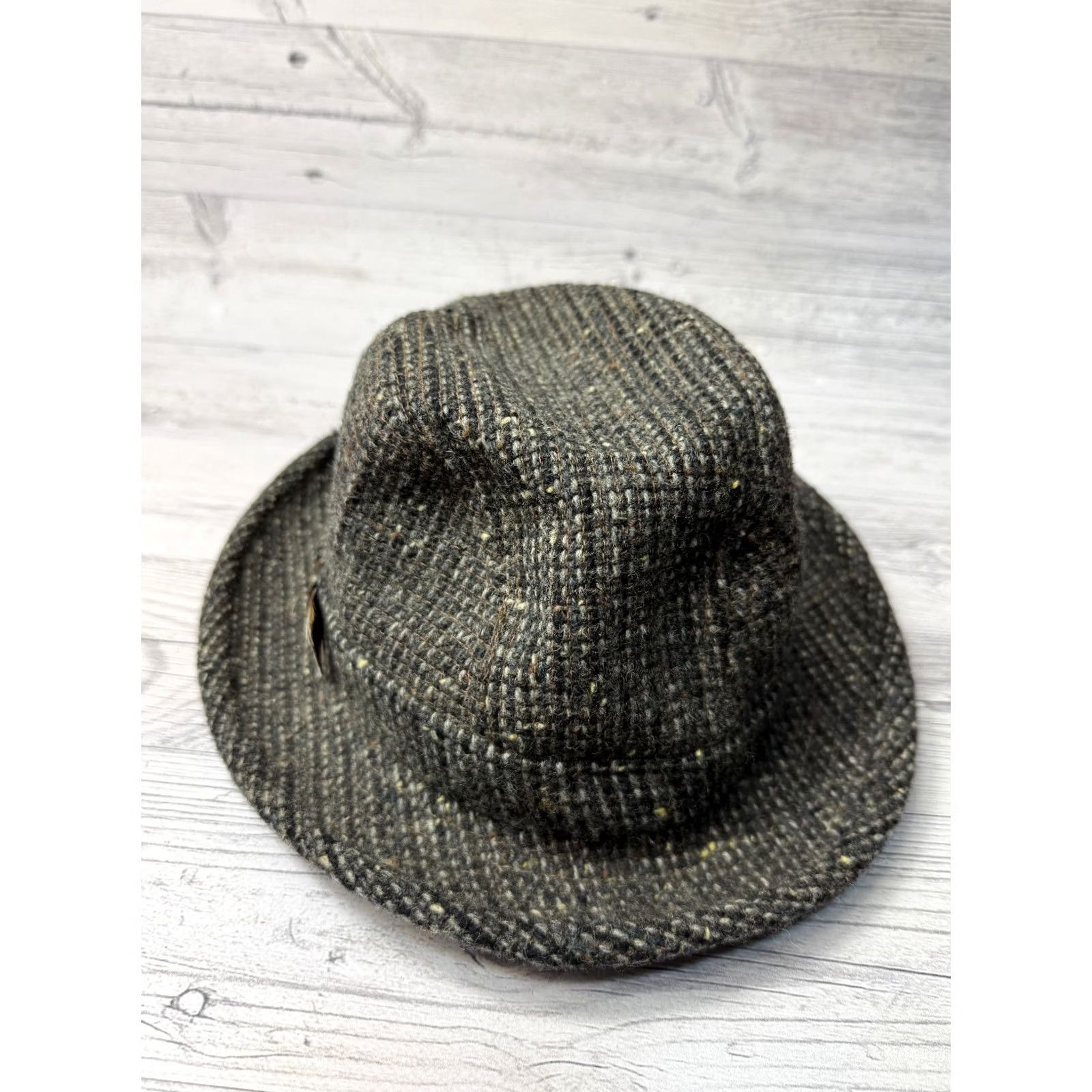 Vintage Jonathan Richard Ireland Donegal Tweed Wool fedora hat Gray size M Size ONE SIZE - 4 Thumbnail