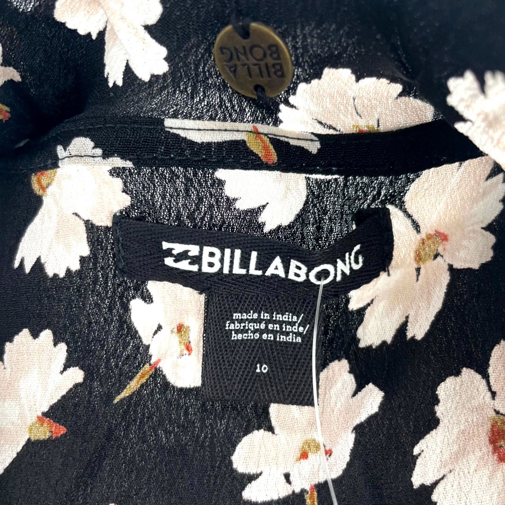 Billabong Billabong Dress Black Womens 10 Mini Wrap Daisy Belted Ruffle Long Sleeve Boho Size L / US 10 / IT 46 - 6 Thumbnail