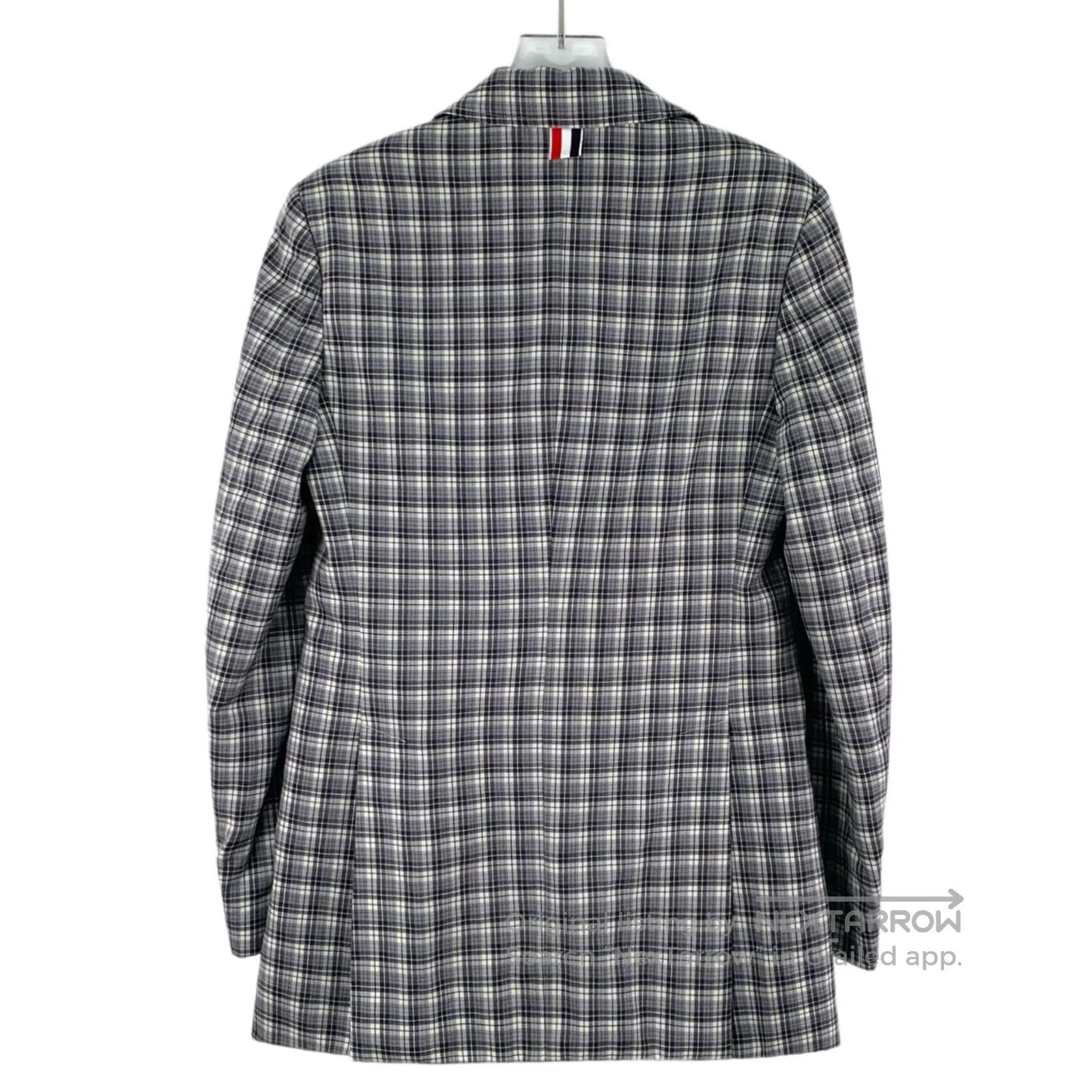 Thom Browne Thom Browne Gray Plaid Wool Collar Single-Breasted Long-Sl Size S / US 4 / IT 40 - 2 Thumbnail