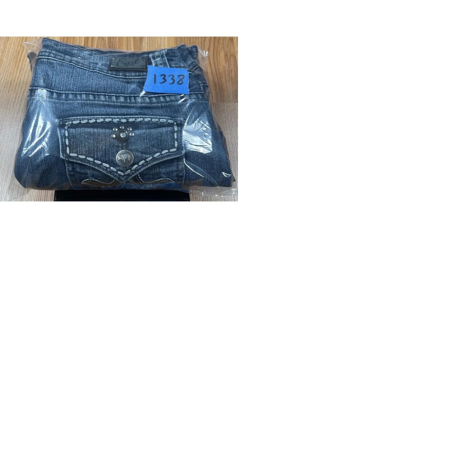 Vintage Earl Jean Jeans Womens 10 Blue Straight Leg Flat Front Stretch Denim Size Size 32" / US 10 / IT 46 - 10 Thumbnail