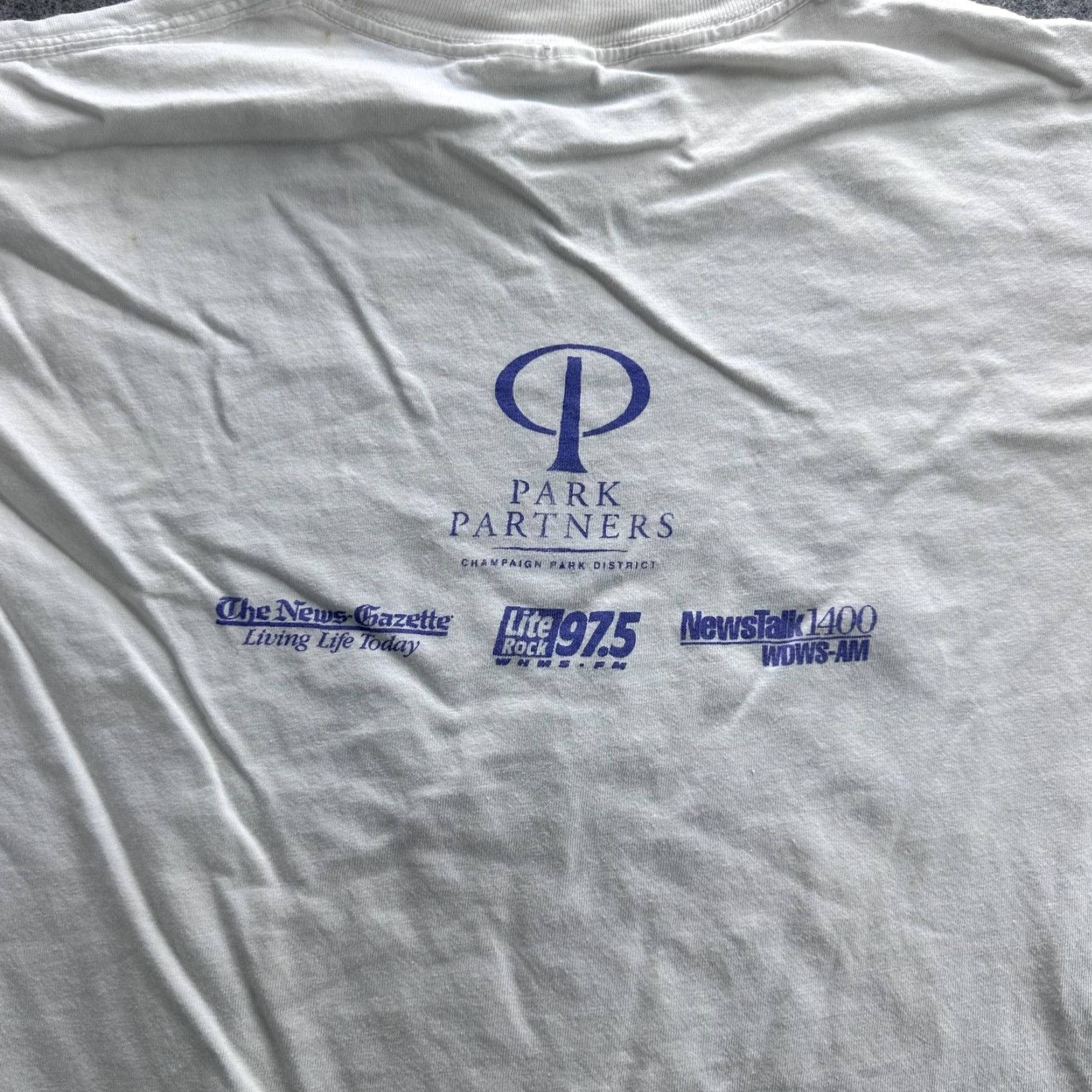 Hanes VINTAGE Hanes Champaign Park District Mini-Tri Shirt Mens Large White Graphic 2000s Sports Size US M / EU 48-50 / 2 - 7 Thumbnail
