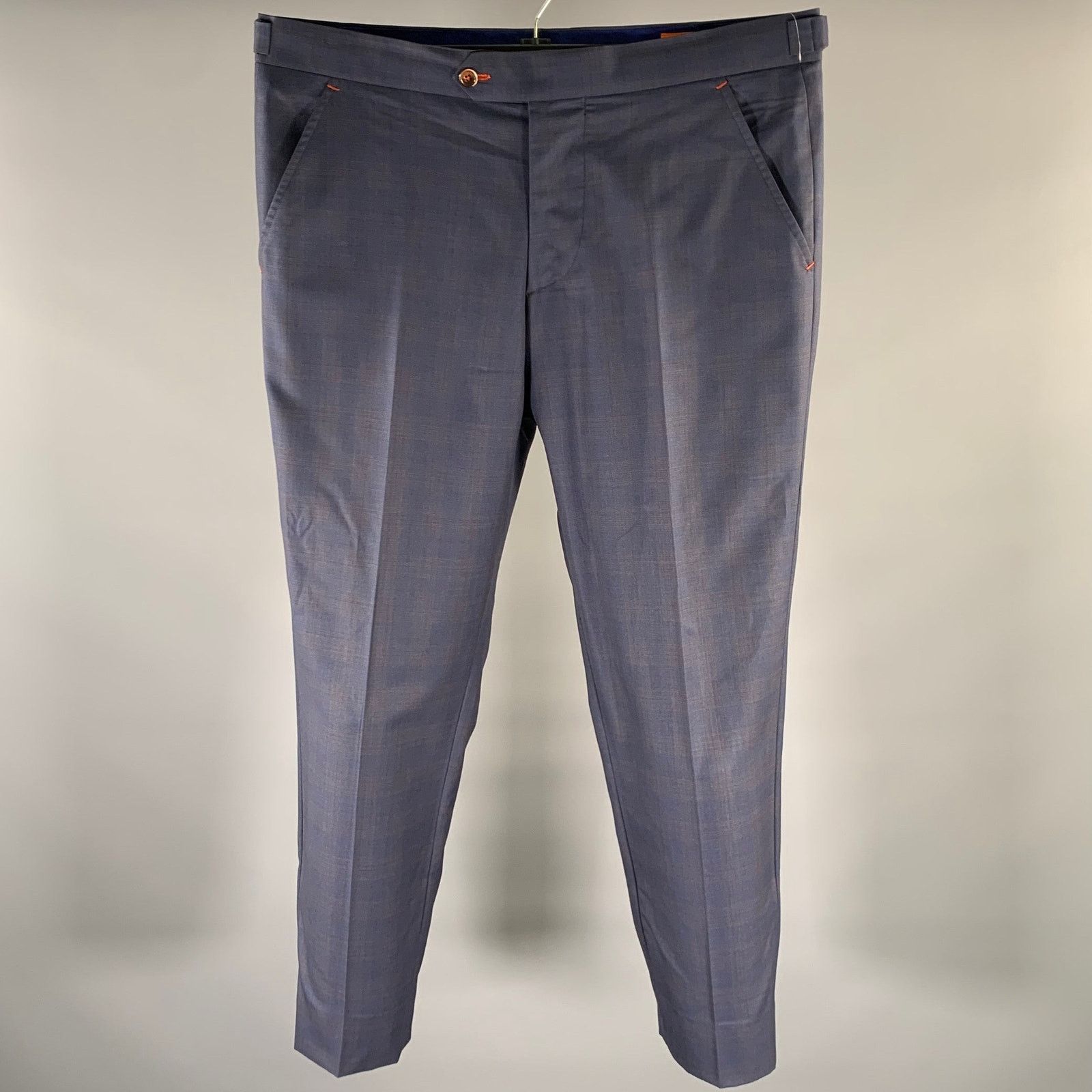Other MEOLA BELLUCCI Napoli 36 Navy Plaid Wool Blend Dress Pants Size US 36 / EU 52 - 1 Thumbnail