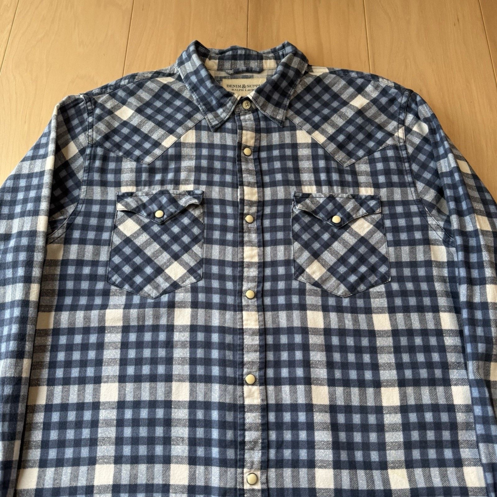 Polo Ralph Lauren × Vintage Denim & Supply Ralph Lauren Pearl Snap Shirt L Blue Check Size US L / EU 52-54 / 3 - 3 Thumbnail