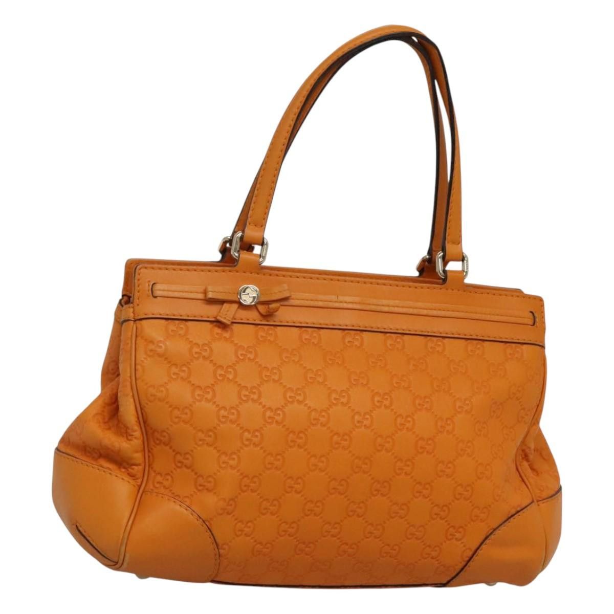 Gucci GG Canvas Guccissima Shoulder Bag Leather Orange Gold 257063 Auth Hk2472 in Orange/Gold, Women's