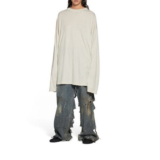 Balenciaga o1s1wg110125 Unisex Long Sleeve T-Shirt Oversized Off White Size S / US 4 / IT 40 - 2 Thumbnail