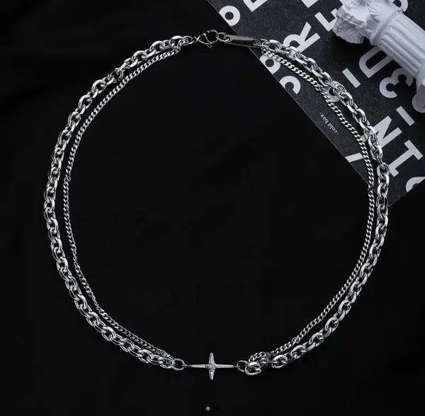 Jewelry Silver Cross Goth God Pendant Necklace Size ONE SIZE - 4 Thumbnail