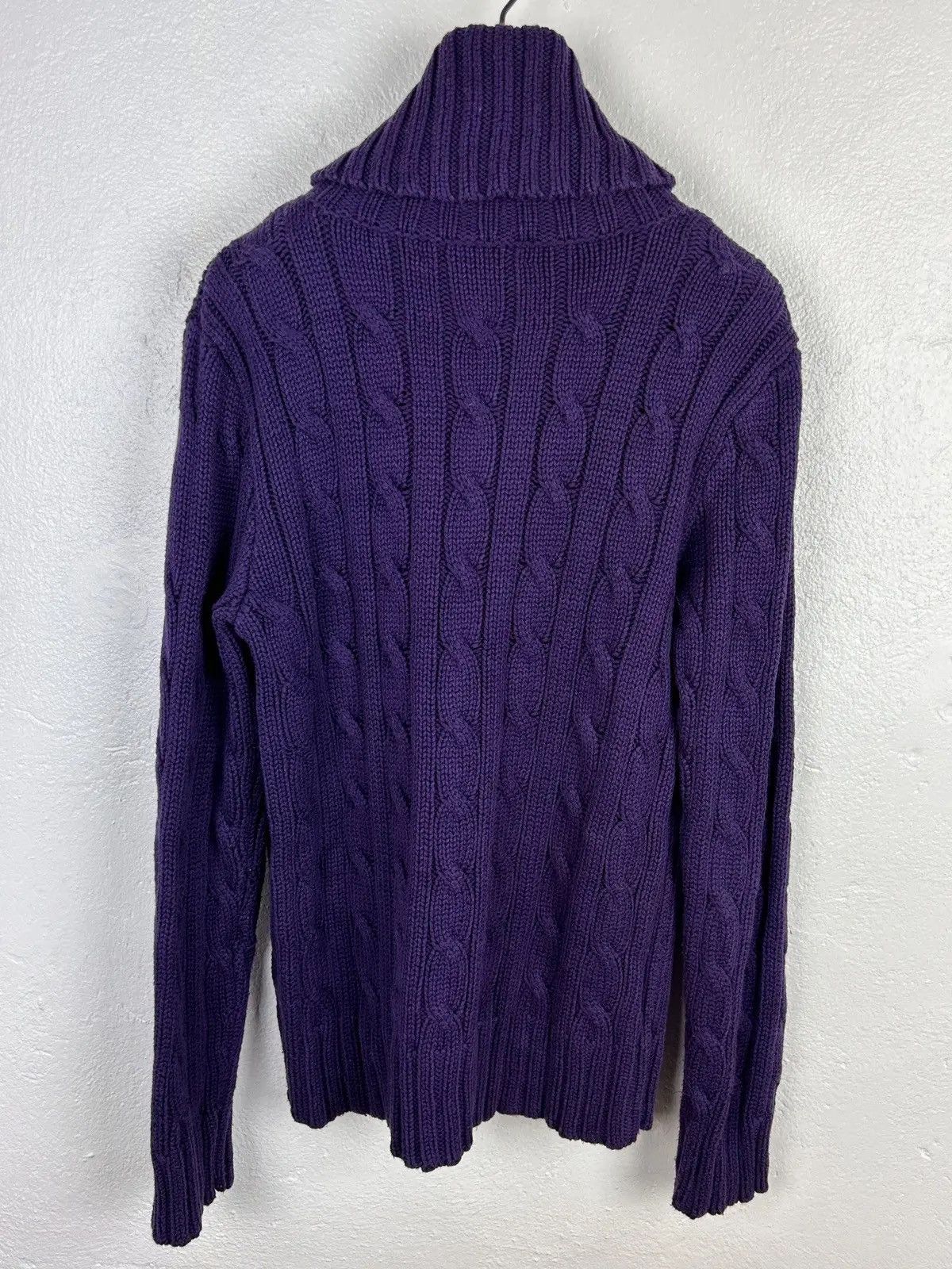 Polo Ralph Lauren Polo Ralph Lauren Cable Knit Turtleneck Sweater In Purple Size L / US 10 / IT 46 - 6 Thumbnail
