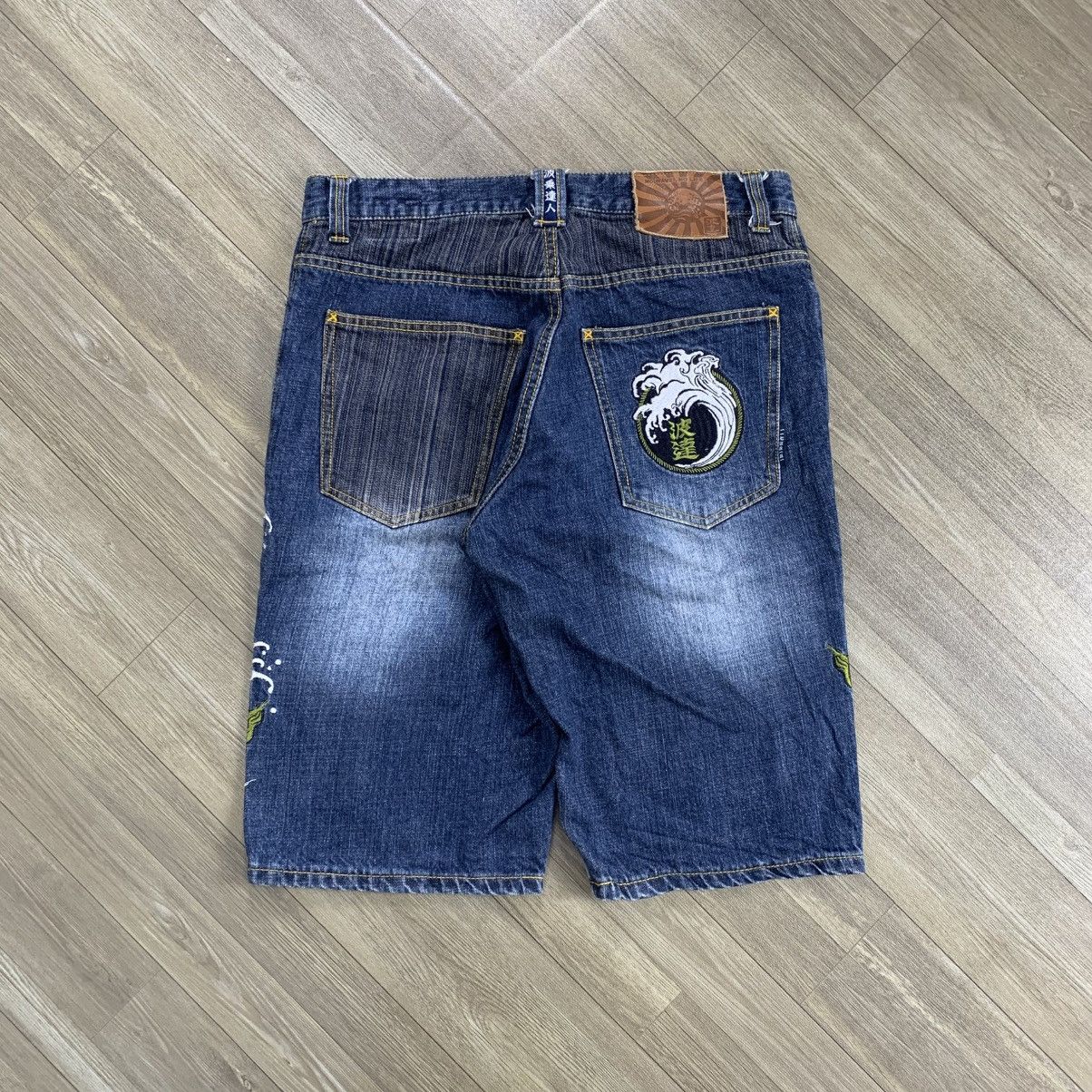 Christian Audigier × Ed Hardy × Japanese Brand Naminoritatsujin Karakuri Embroidered Jorts Denim Pants Size US 32 / EU 48 - 8 Thumbnail