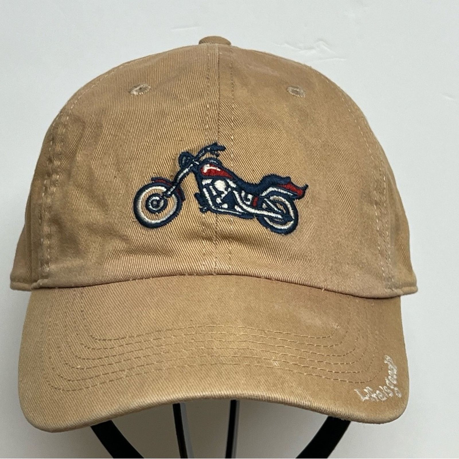Life is Good Life Is Good Embroidered Motorcycle Strapback Hat Ball Ride Size ONE SIZE - 1 Thumbnail