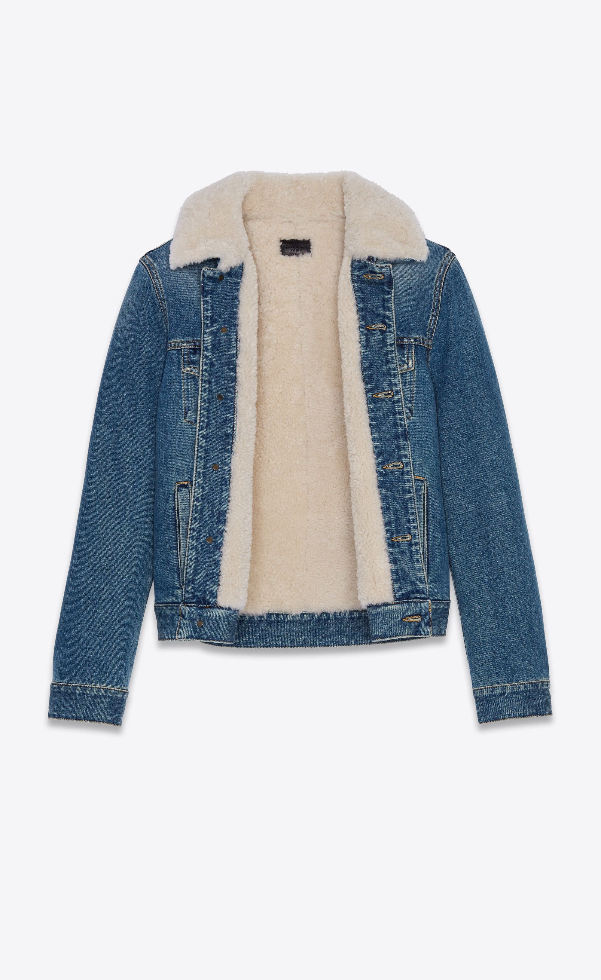 o1bcso1str0125 Jacket With Shearling Collar in Blue Denim Jackets