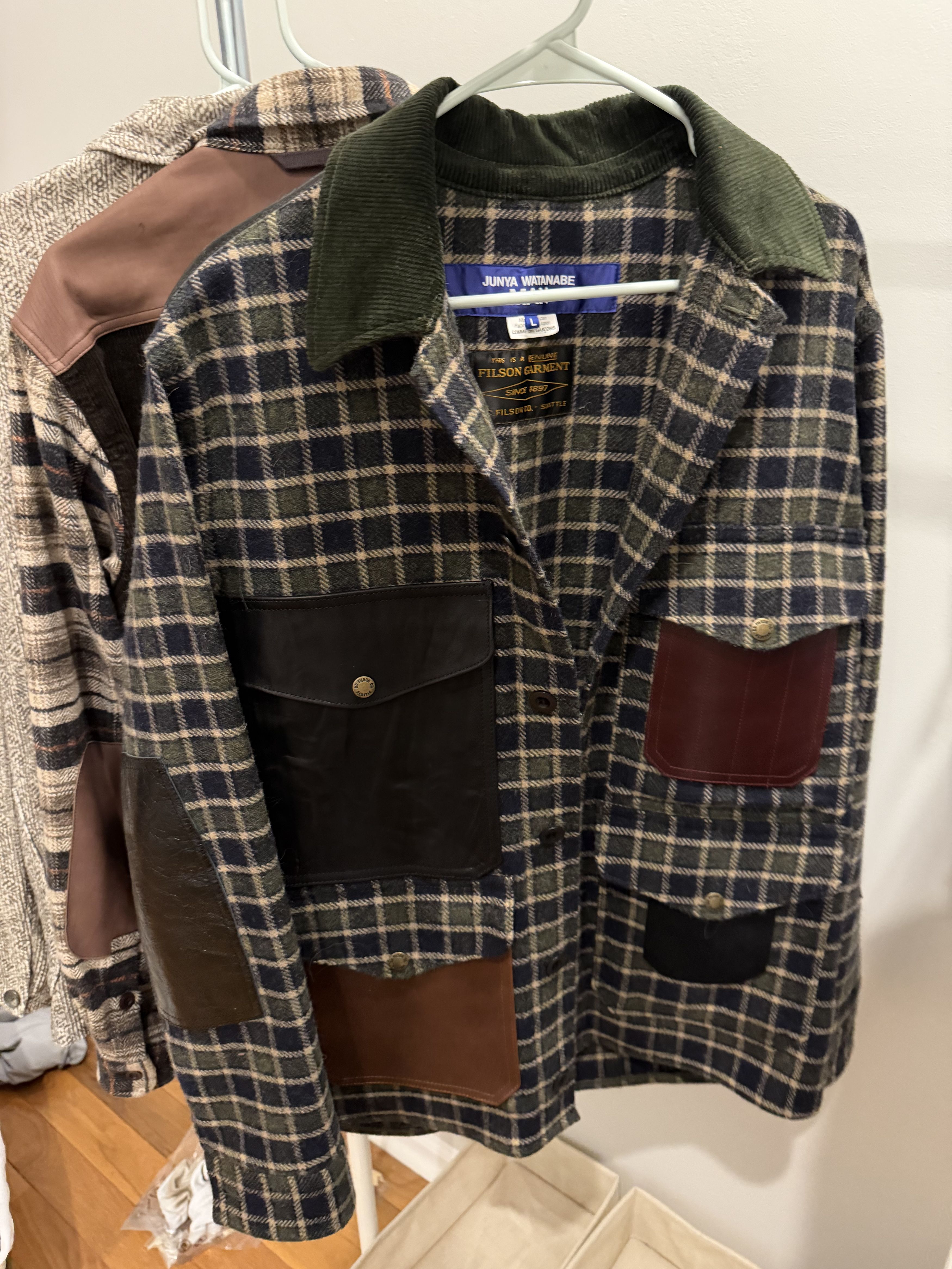 Junya Watanabe Junya Watanabe Filson Men's Flannel Check x Leather Jacket Size US L / EU 52-54 / 3 - 1 Thumbnail