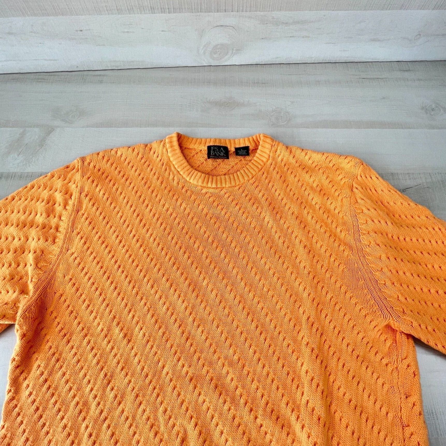 Jos. A. Bank Jos A Bank Mens Yellow Crewneck Sweater Large Cotton Casual Pullover Size US L / EU 52-54 / 3 - 2 Thumbnail