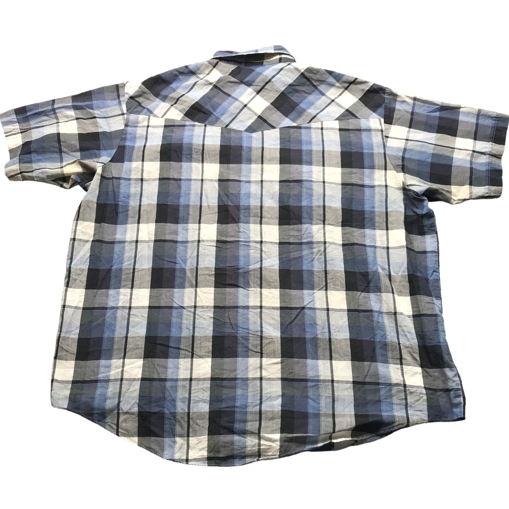 Vintage VINTAGE Plains Western Wear Big Man Button Up Plaid Pearl Snap Shirt Mens 2X Short Sleeve Black Check Logo Casual Mens Old School Size US XXL / EU 58 / 5 - 5 Thumbnail