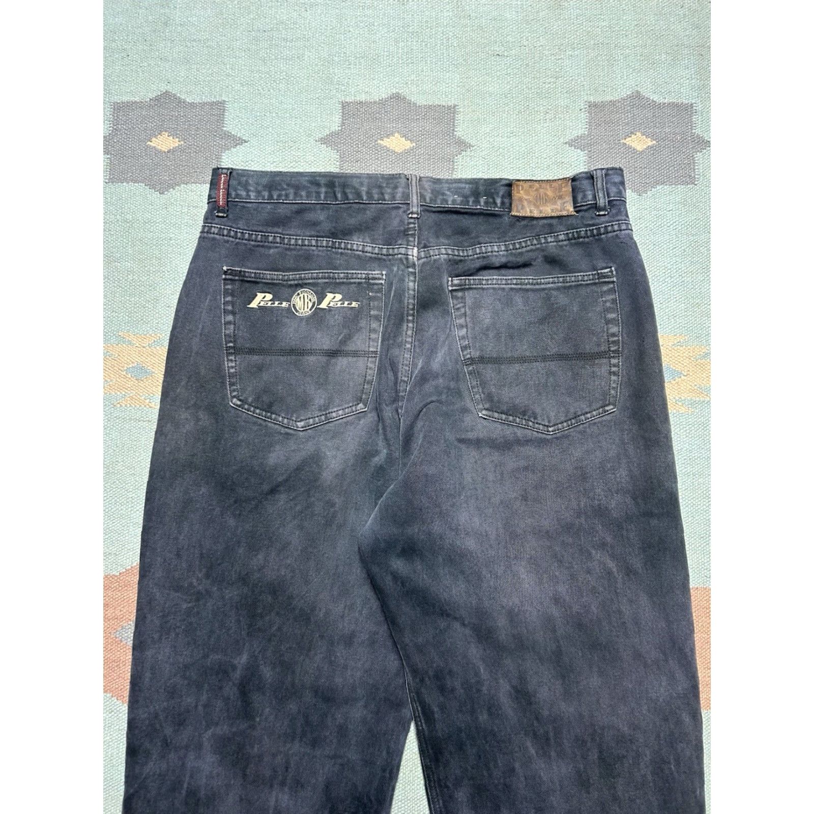 Pelle Pelle VINTAGE Pelle Pelle Jeans Wide-Leg Baggy Y2K Black Goth Grunge 38x34 Jeans Men Regular Inseam 34 Size US 38 / EU 54 - 4 Thumbnail