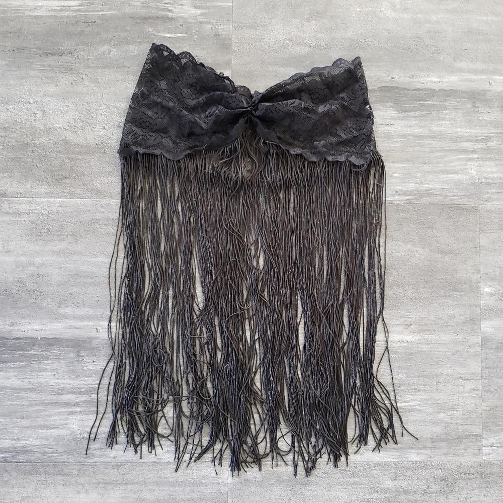 Designer Black Laced Seductive Fringe Bandeau Pajama Top Size ONE SIZE - 1 Thumbnail