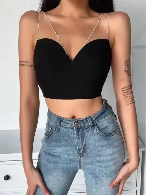 Japanese Brand Top Women Summer Casual Backless Skinny Black Size ONE SIZE - 3 Thumbnail