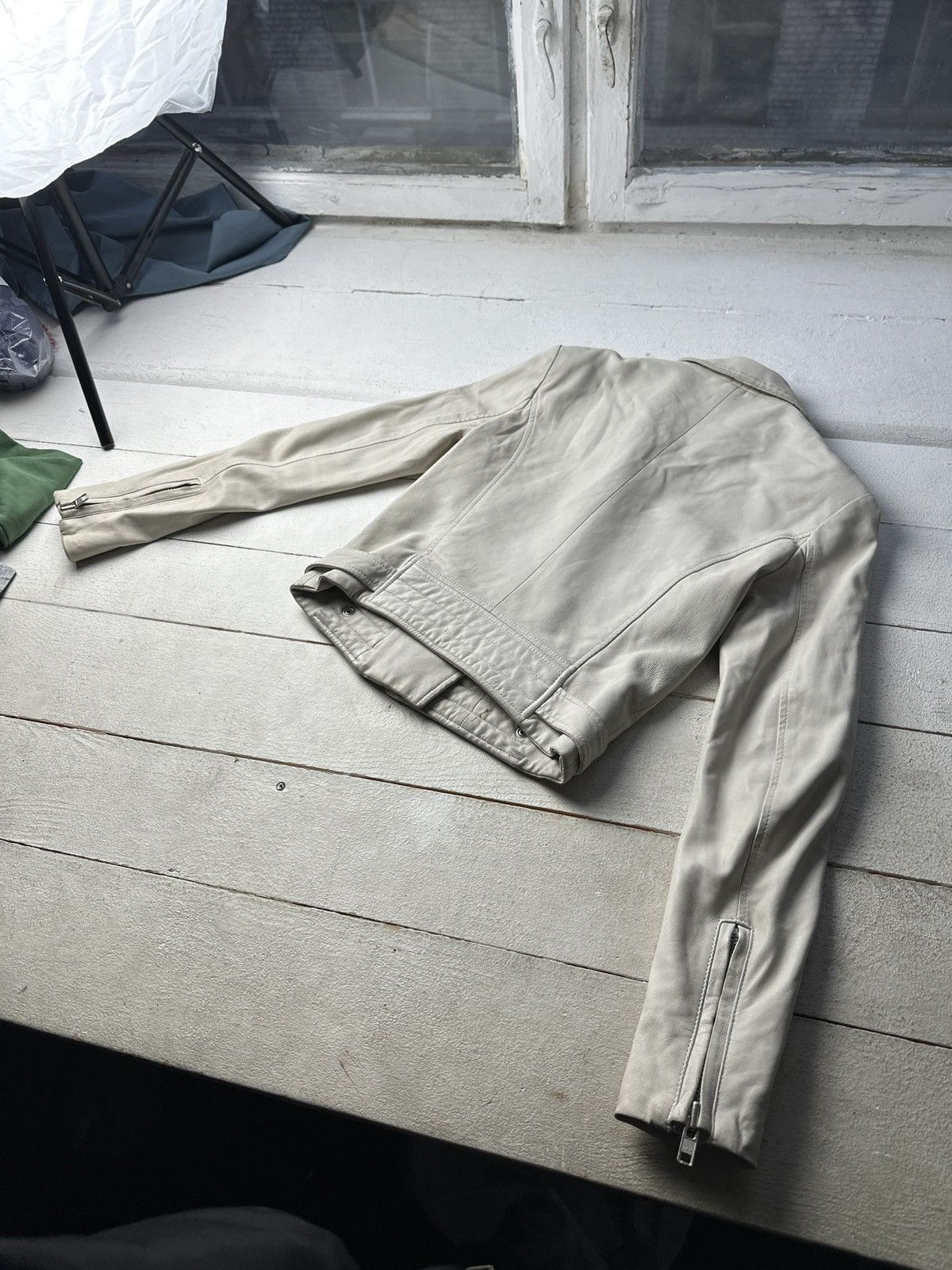 Iro 🚨Y2K RICK OWENS TYPE DIRTY SLIM FIT ZIP LEATHER JACKET Size XS / US 0-2 / IT 36-38 - 14 Thumbnail