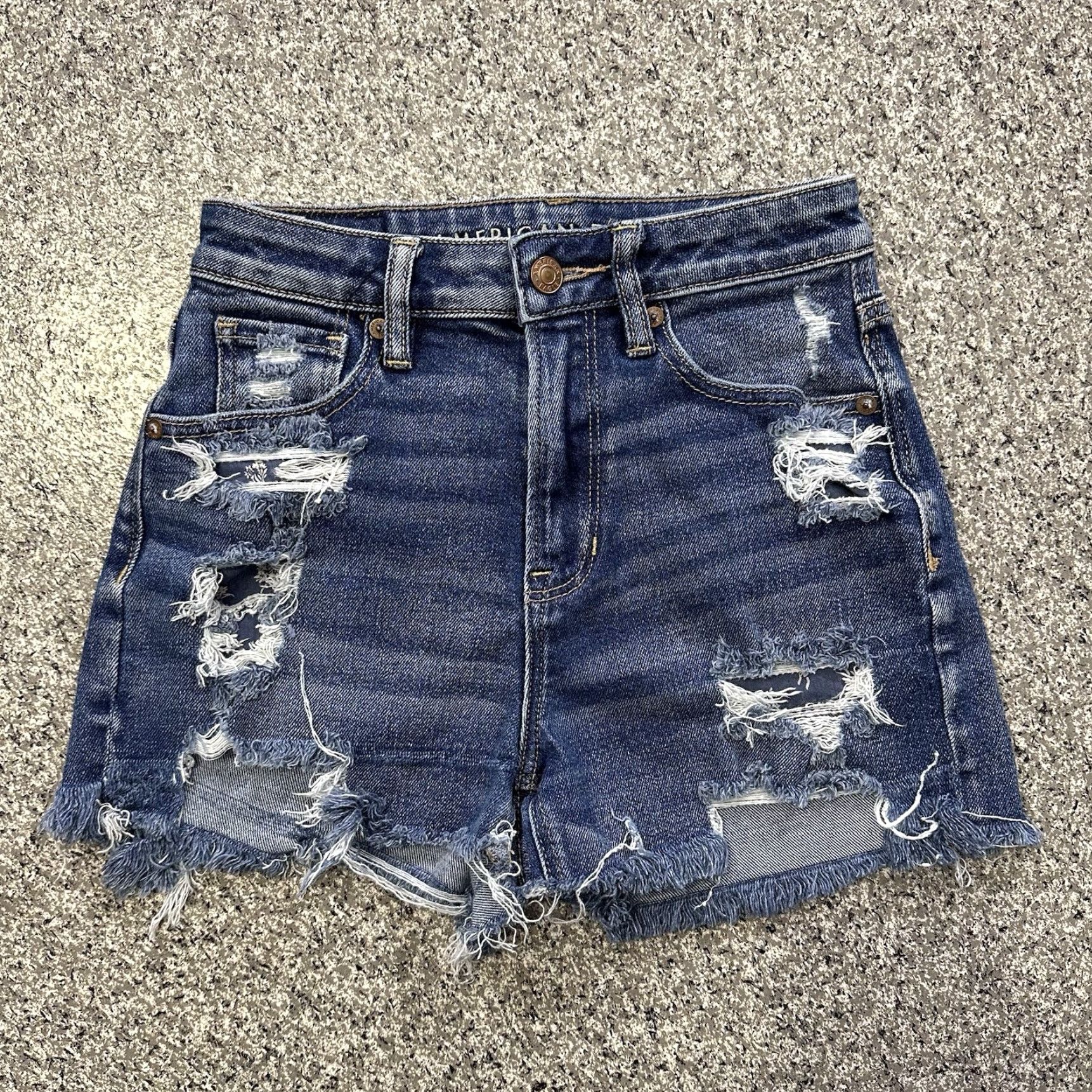 American Eagle Outfitters American Eagle Outfitters Shorts Womens 0 24x3 High Rise Distressed Cut-Off Denim Short Size 25" / US 0 / IT 36 - 2 Thumbnail