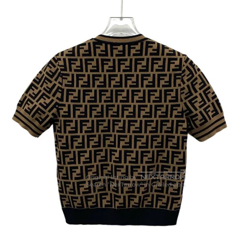 Fendi Fendi Dark brown logo letter all-over print round neck sho Size XXS / US 00 / IT 34 - 2 Thumbnail