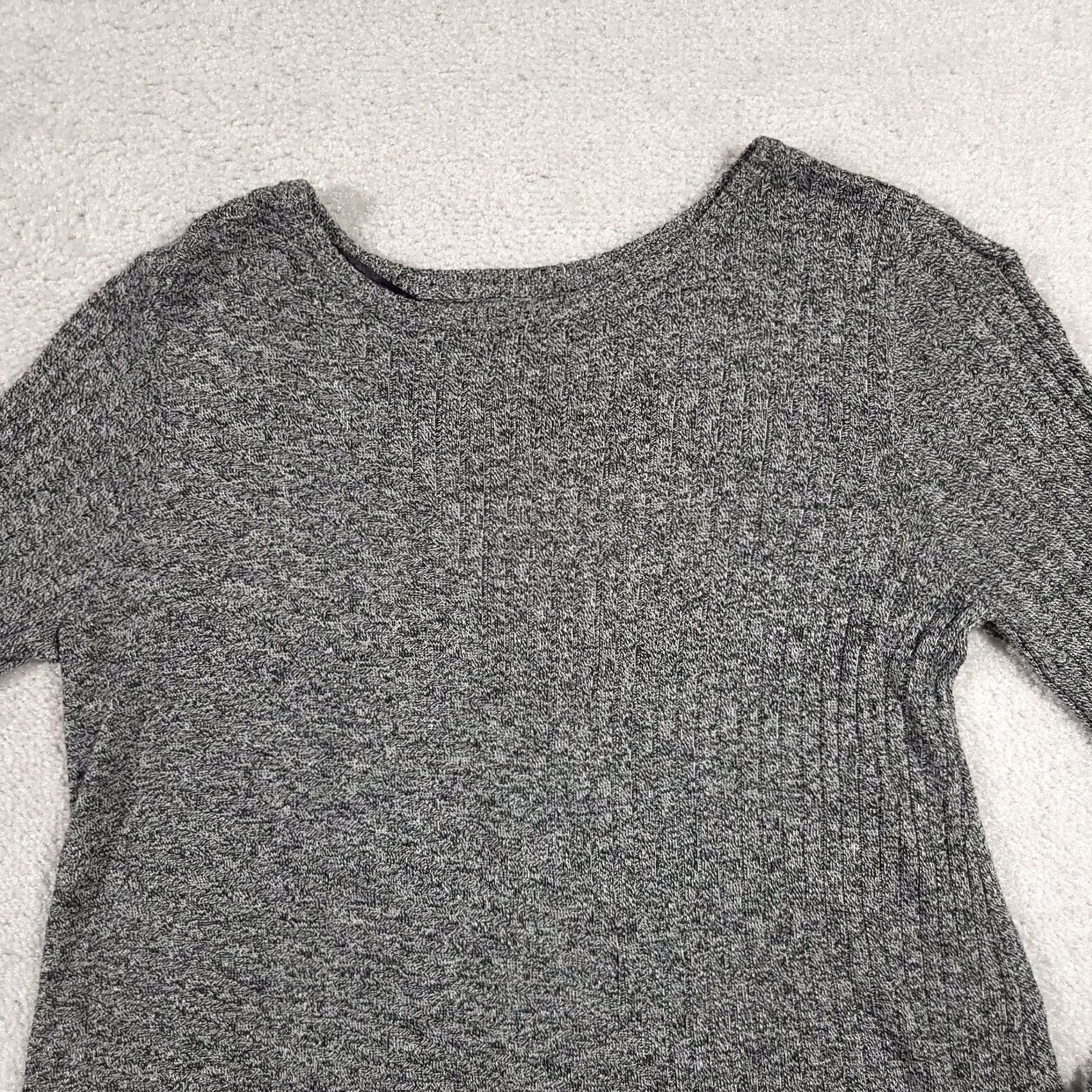 Apt. 9 Apt. 9 Sweater Women's Small Gray Round Neck Slit Stretch Long Sleeve Knit Size S / US 4 / IT 40 - 3 Thumbnail