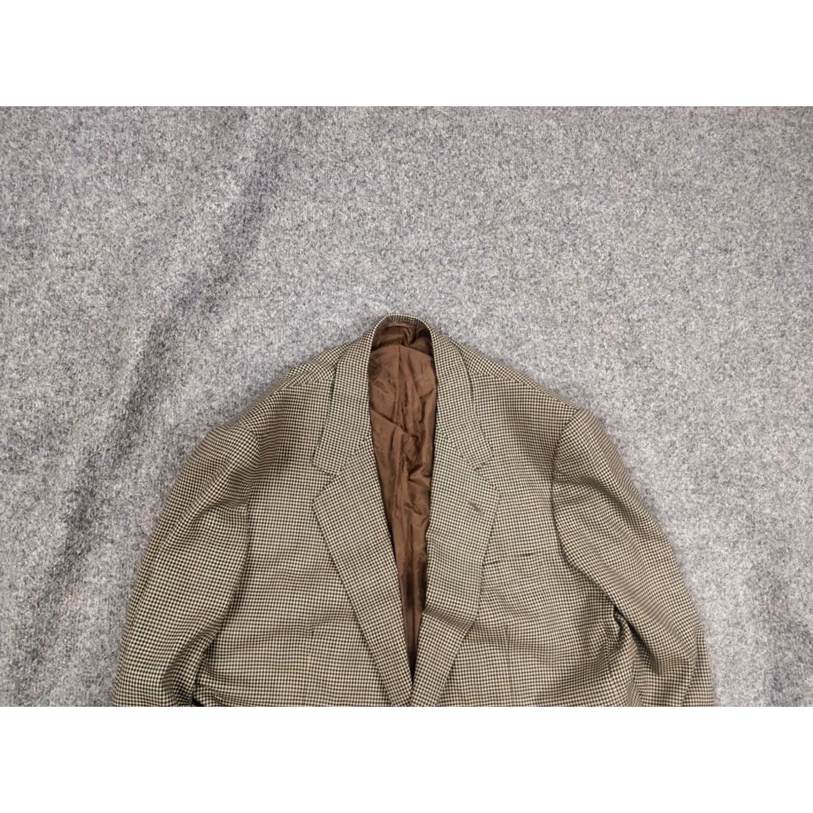 Brioni VINTAGE Brioni Blazer Jacket Wool Houndstooth pattern Beige blue Size 46R - 5 Thumbnail
