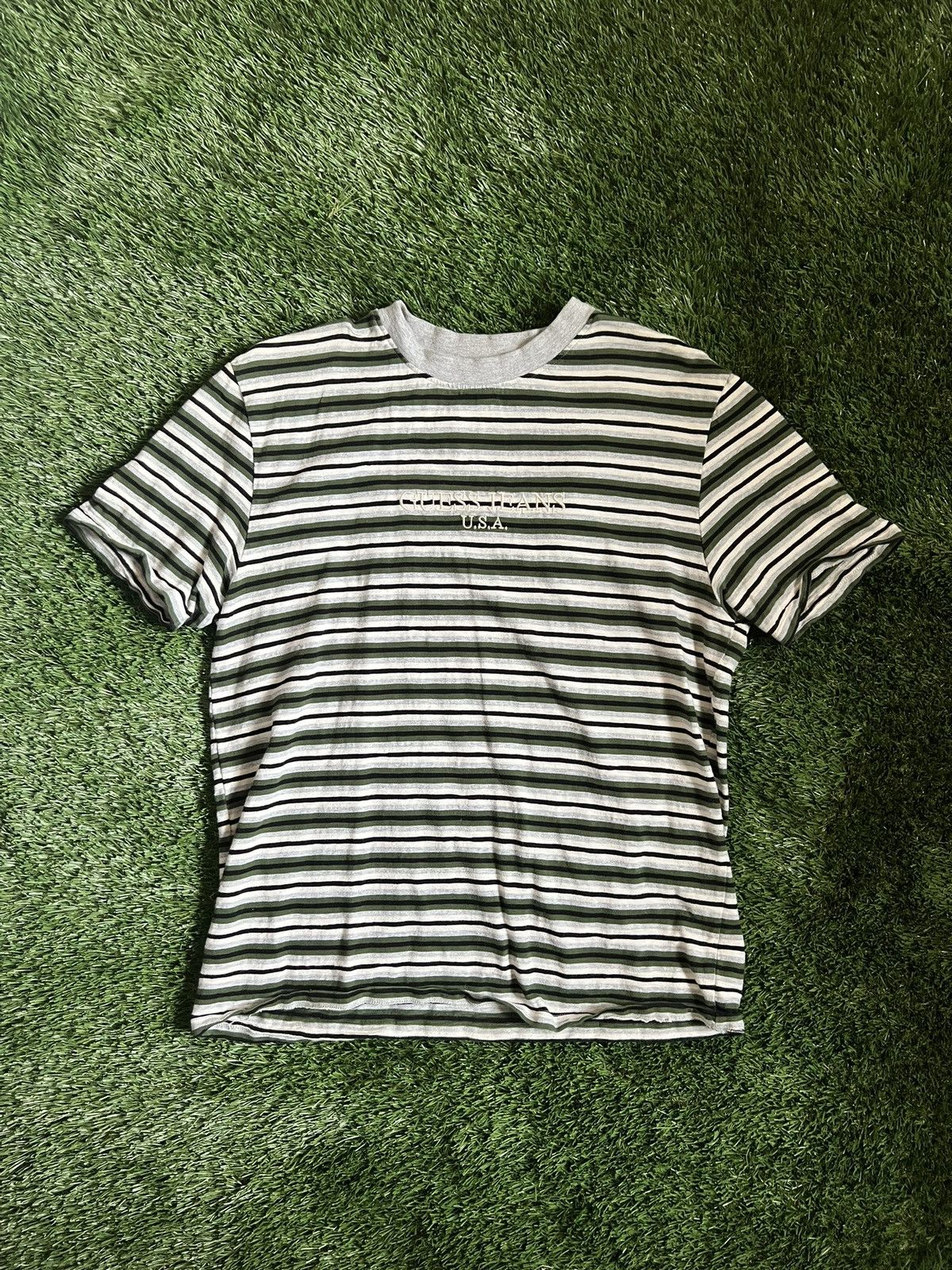 Guess × Vintage Guess Vintage Striped Tee Shirt Short Sleeve Size US S / EU 44-46 / 1 - 1 Thumbnail
