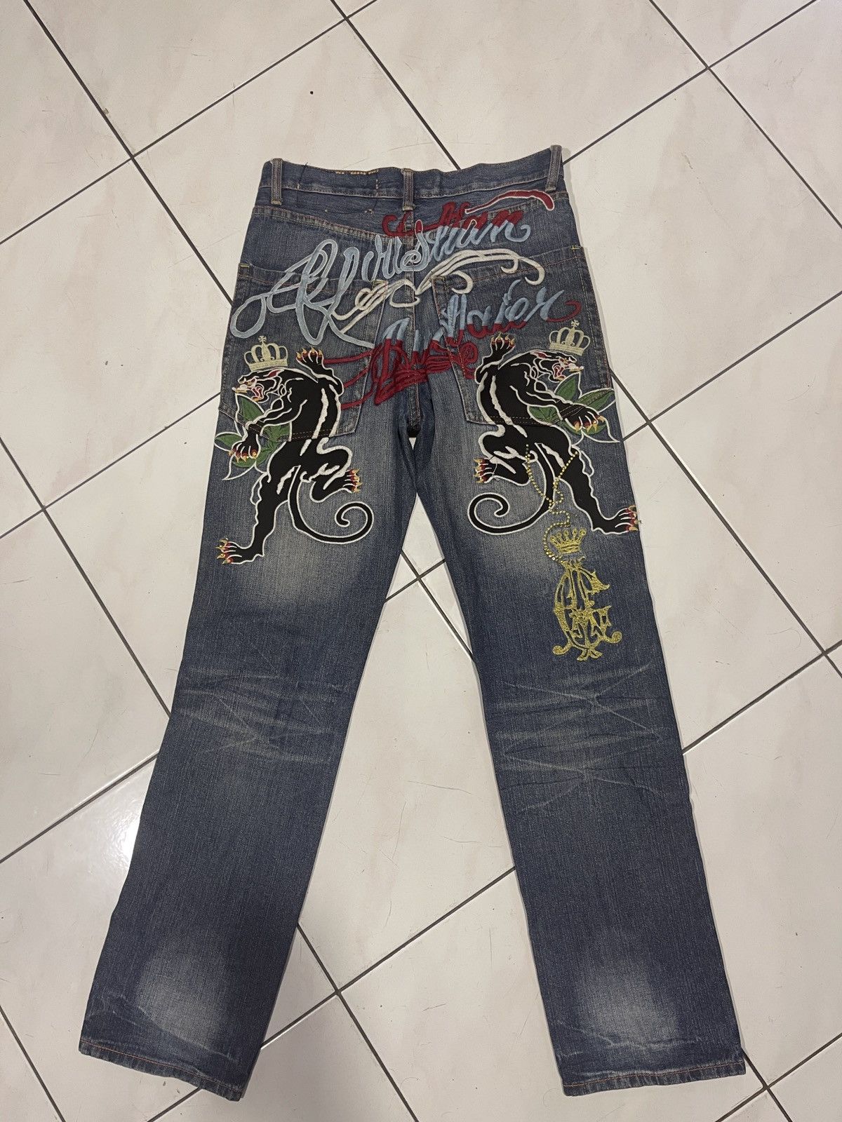 Christian Audigier Christian Audigier Ed Hardy Embroidered Denim Jeans Size US 31 - 1 Thumbnail