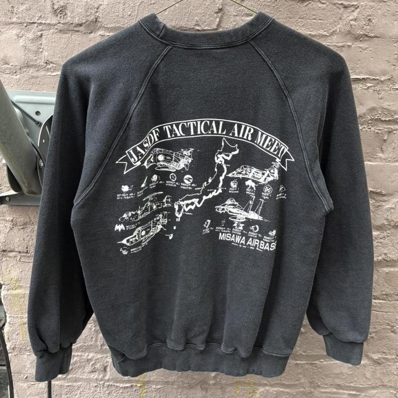 Vintage Vintage 90s Black Molitary Misawa A.B. Raglan sweatshirt Size US S / EU 44-46 / 1 - 1 Thumbnail
