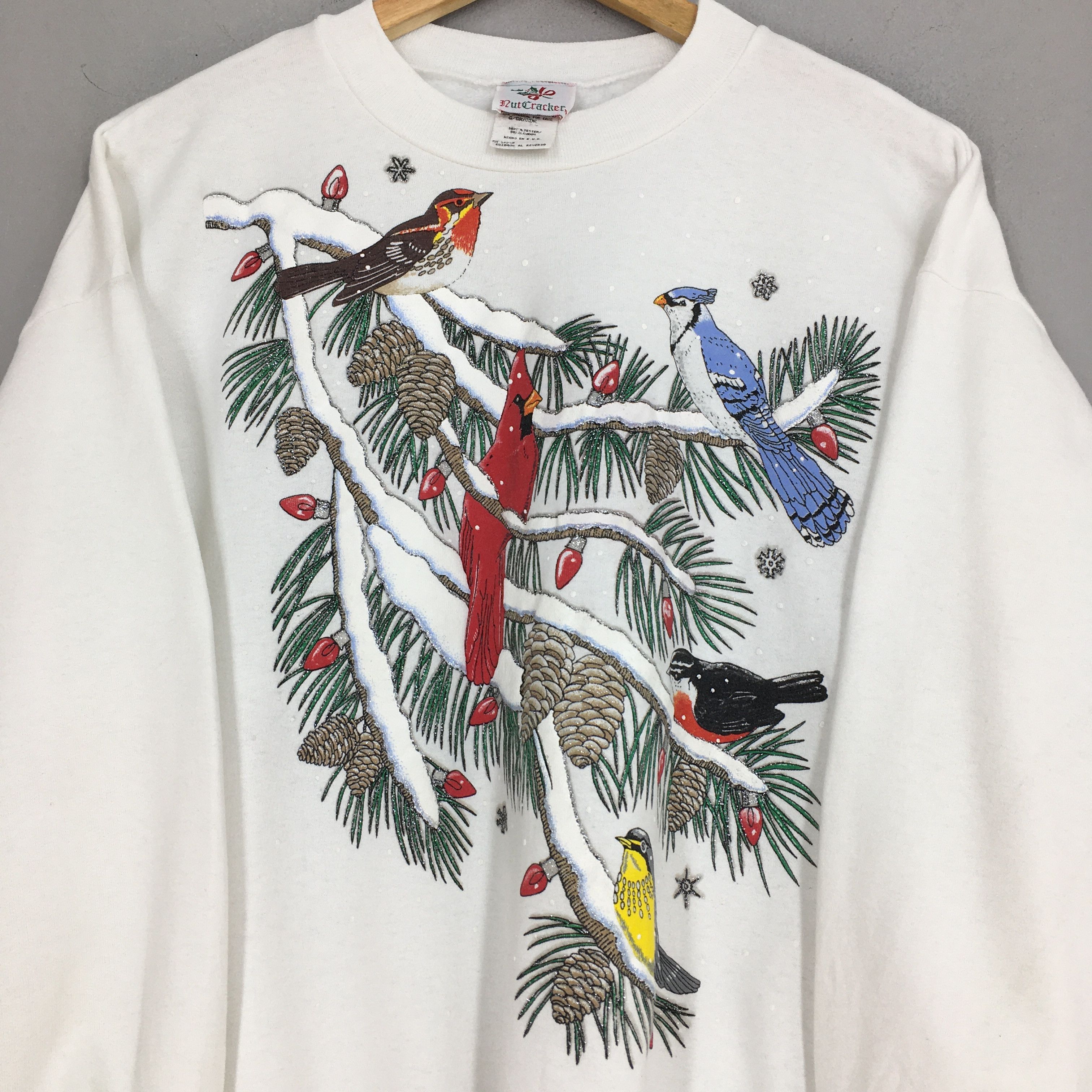 Habitat Vintage 90s Cardinal Bird Farm View White Sweatshirt Large Size US L / EU 52-54 / 3 - 2 Thumbnail