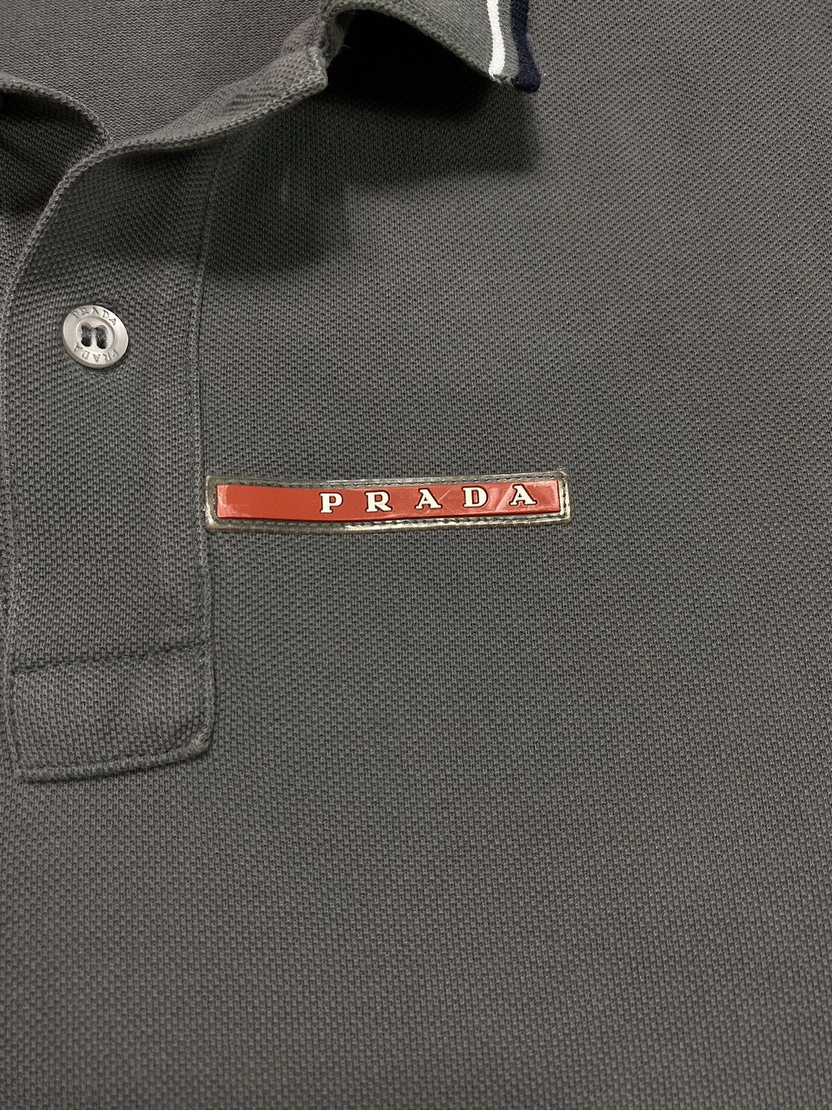 Designer × Prada Prada grey tab polo tshirt luxury premium oldmoney Size US L / EU 52-54 / 3 - 2 Thumbnail