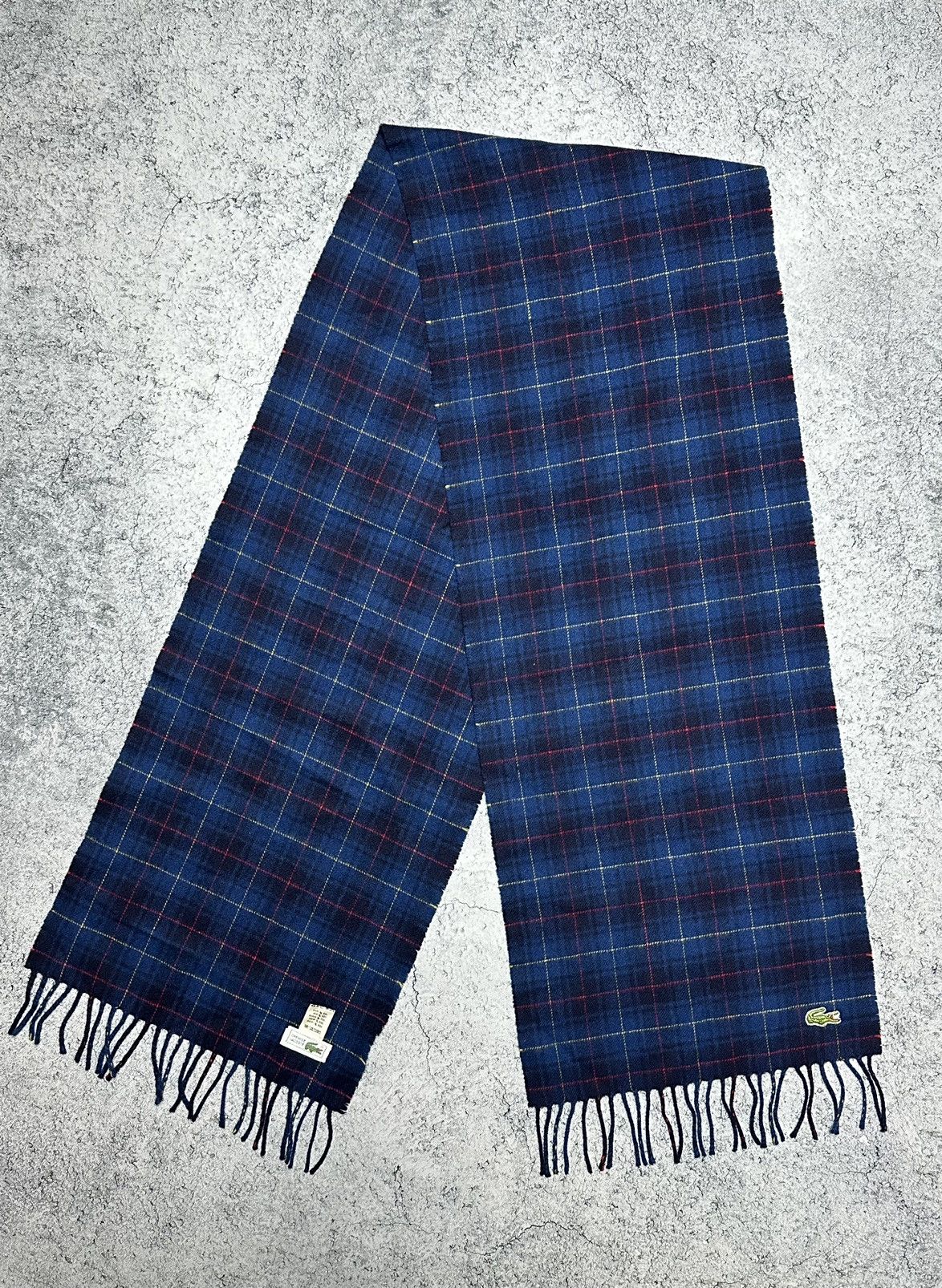 Lacoste 🐊Vintage Lacoste Wool Plaid Scarf Muffler Size ONE SIZE - 1 Thumbnail