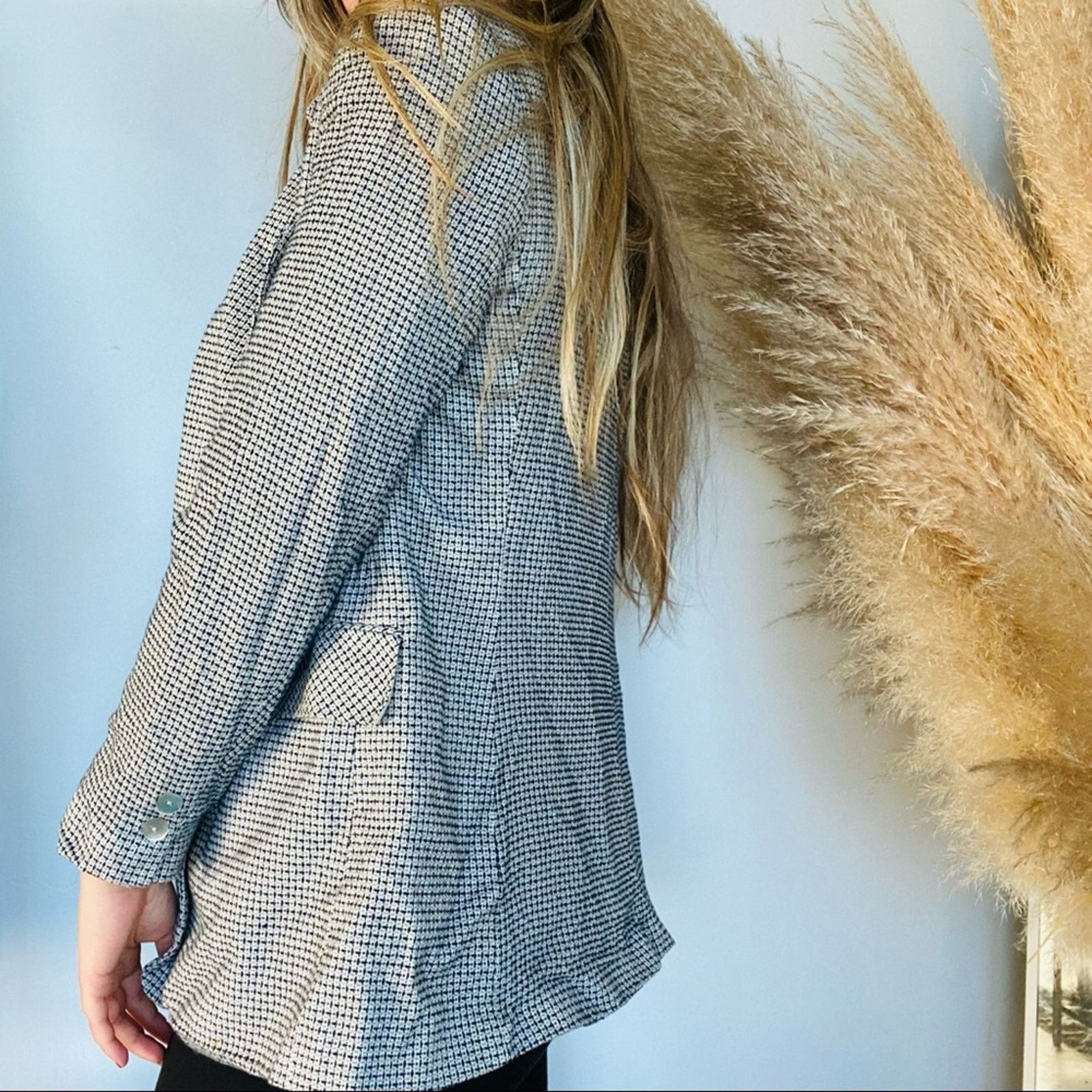 Vintage VINTAGE HUNT CLUB White Grey Plaid Checked Blazer Jacket 8 Size M / US 6-8 / IT 42-44 - 4 Thumbnail