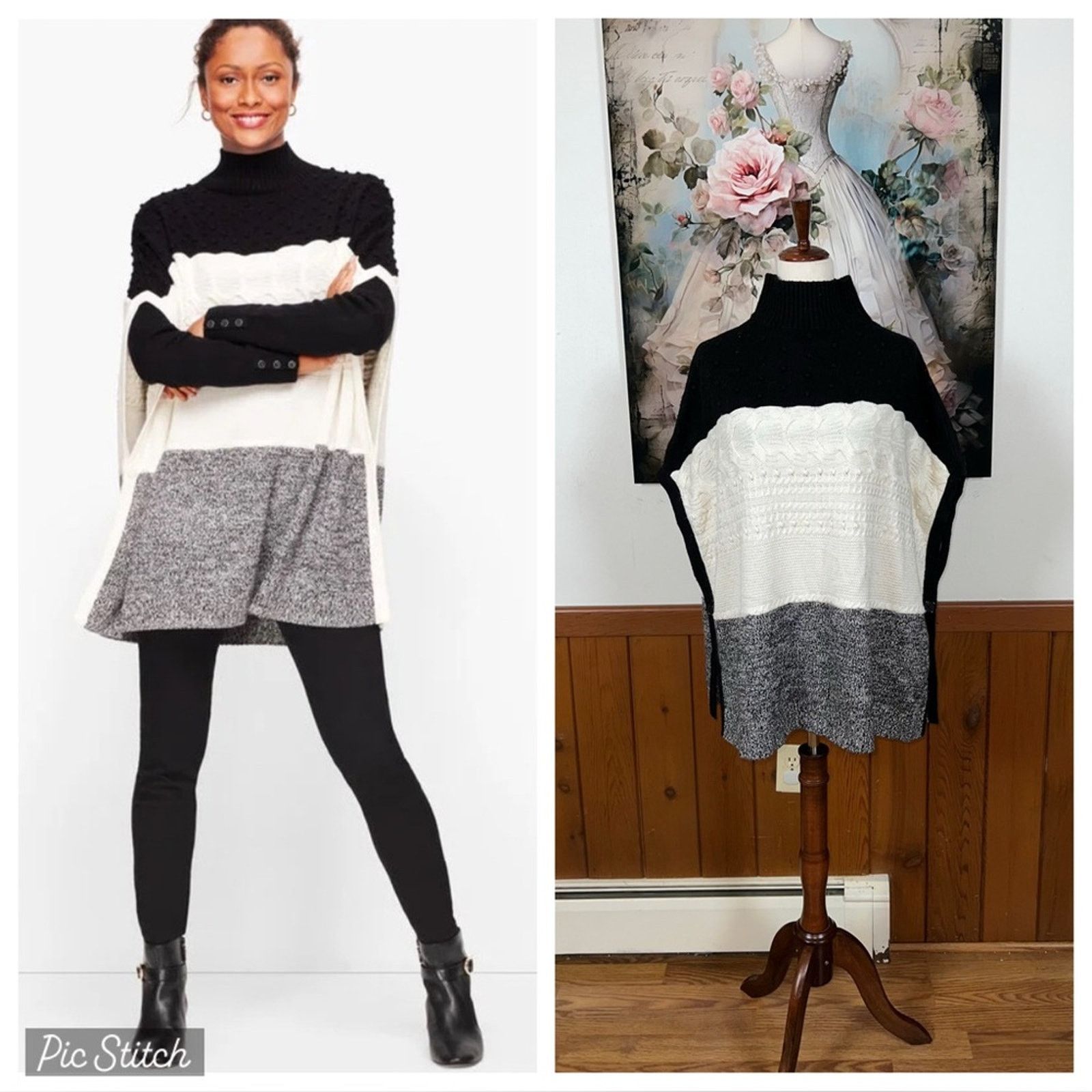 Other Adorable Talbots Cable Knit Sweater Cape! Size XS / US 0-2 / IT 36-38 - 1 Thumbnail
