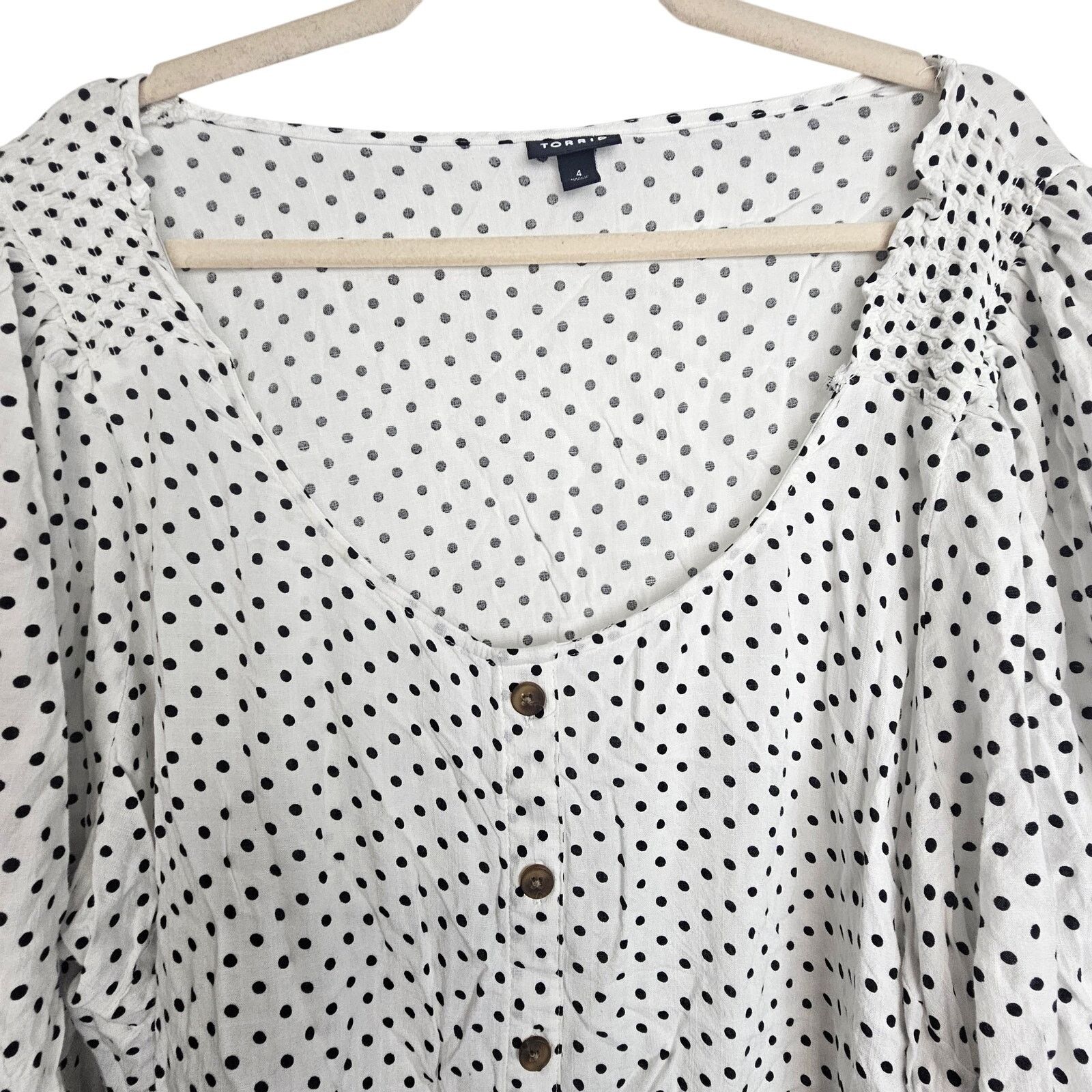 Corridor Torrid Slub Polka Dot Button Front Top Plus Size 4X Classic Size 4XL / US 24-26 - 3 Thumbnail