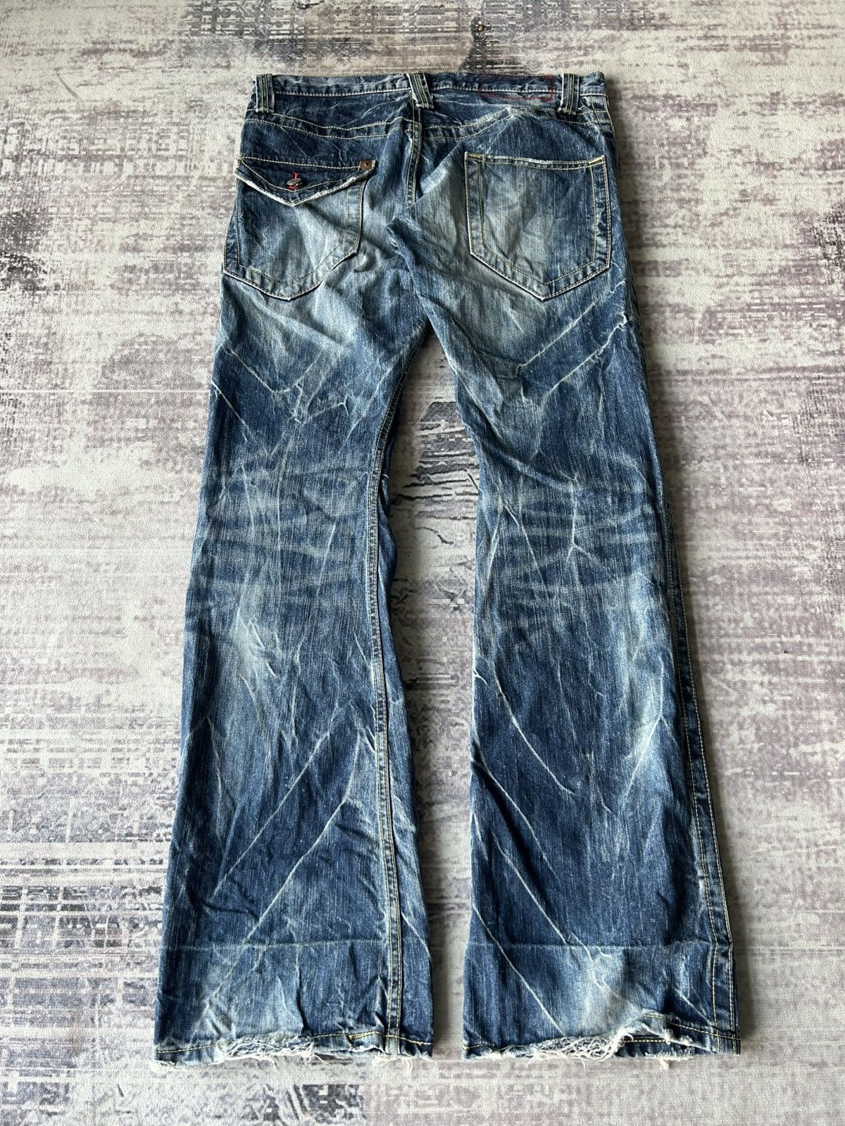 Tornado Mart Blue Way Flared Asidwash Jeans Size US 32 / EU 48 - 4 Thumbnail