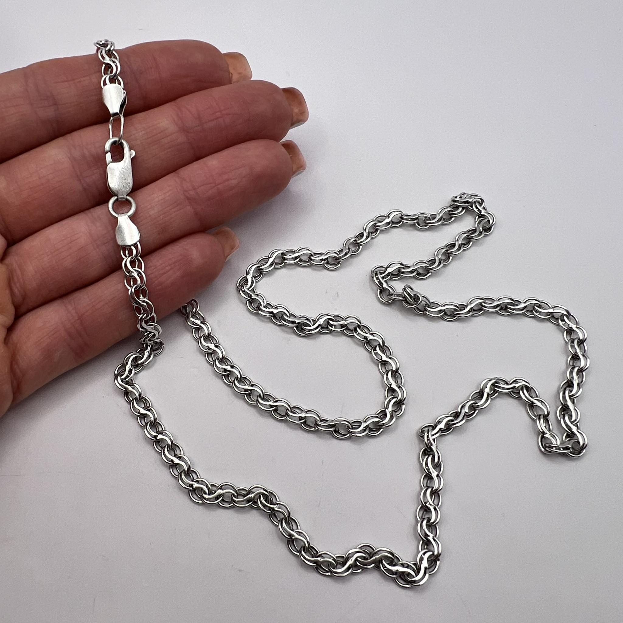Sterling Silver Vintage Sterling Silver 925 Jewelry Chain Necklace 15.4 gr Size ONE SIZE - 6 Thumbnail