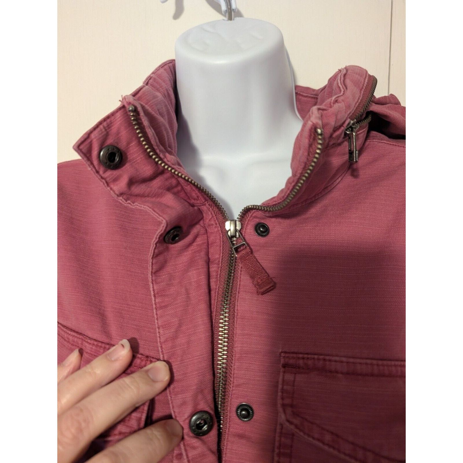 Lands' End Lands End Womens Small Red Full Zip Jacket Hideaway Hood Size S / US 4 / IT 40 - 4 Thumbnail