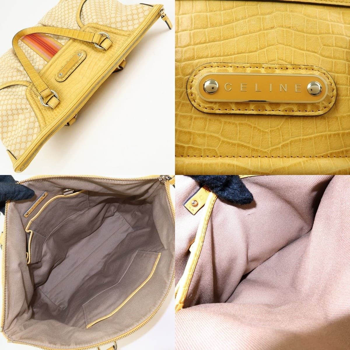 Celine Celine Macadam Coated Canvas & Leather Tote Yellow Size ONE SIZE - 7 Thumbnail