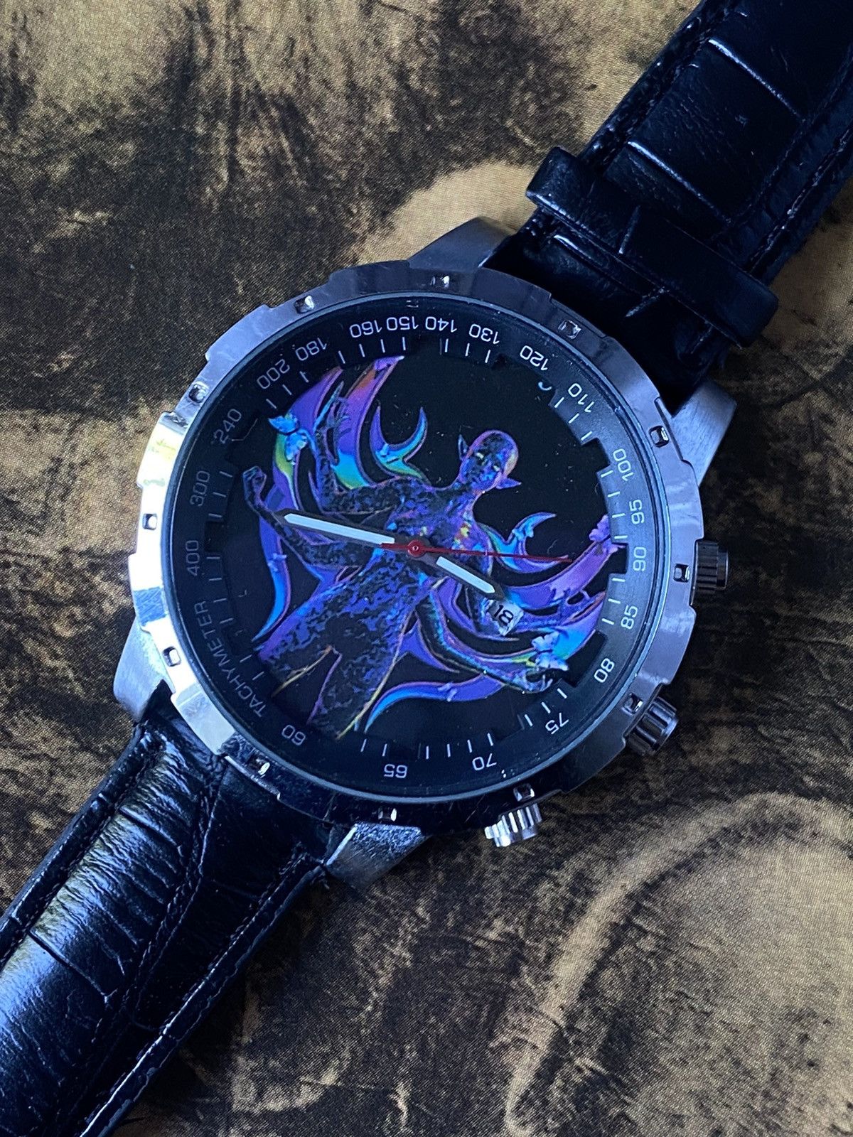 Japanese Brand × Jewelry × Vintage Fantasy Watch Dial Black Leather Strap Size ONE SIZE - 7 Thumbnail